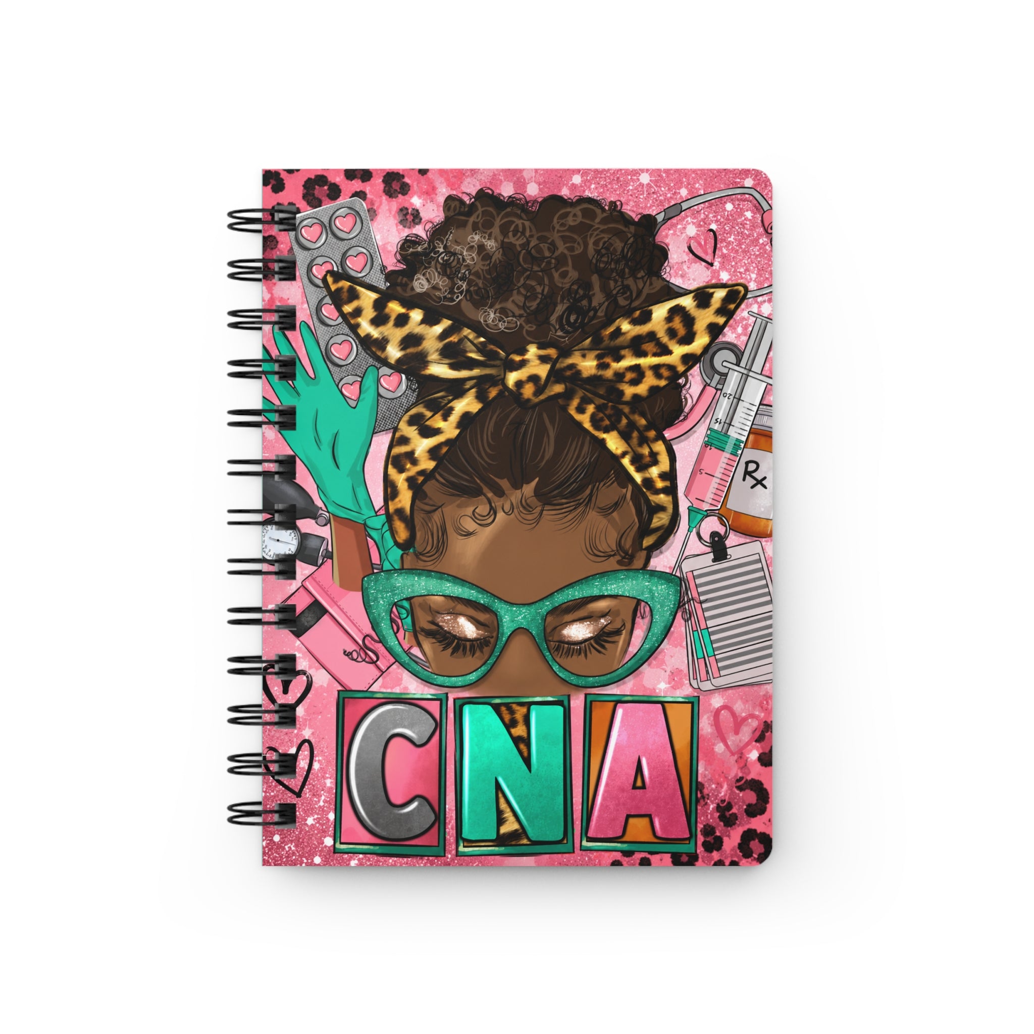 CNA Spiral Notebook — Cute Pink Leopard Medical Journal for Nurses