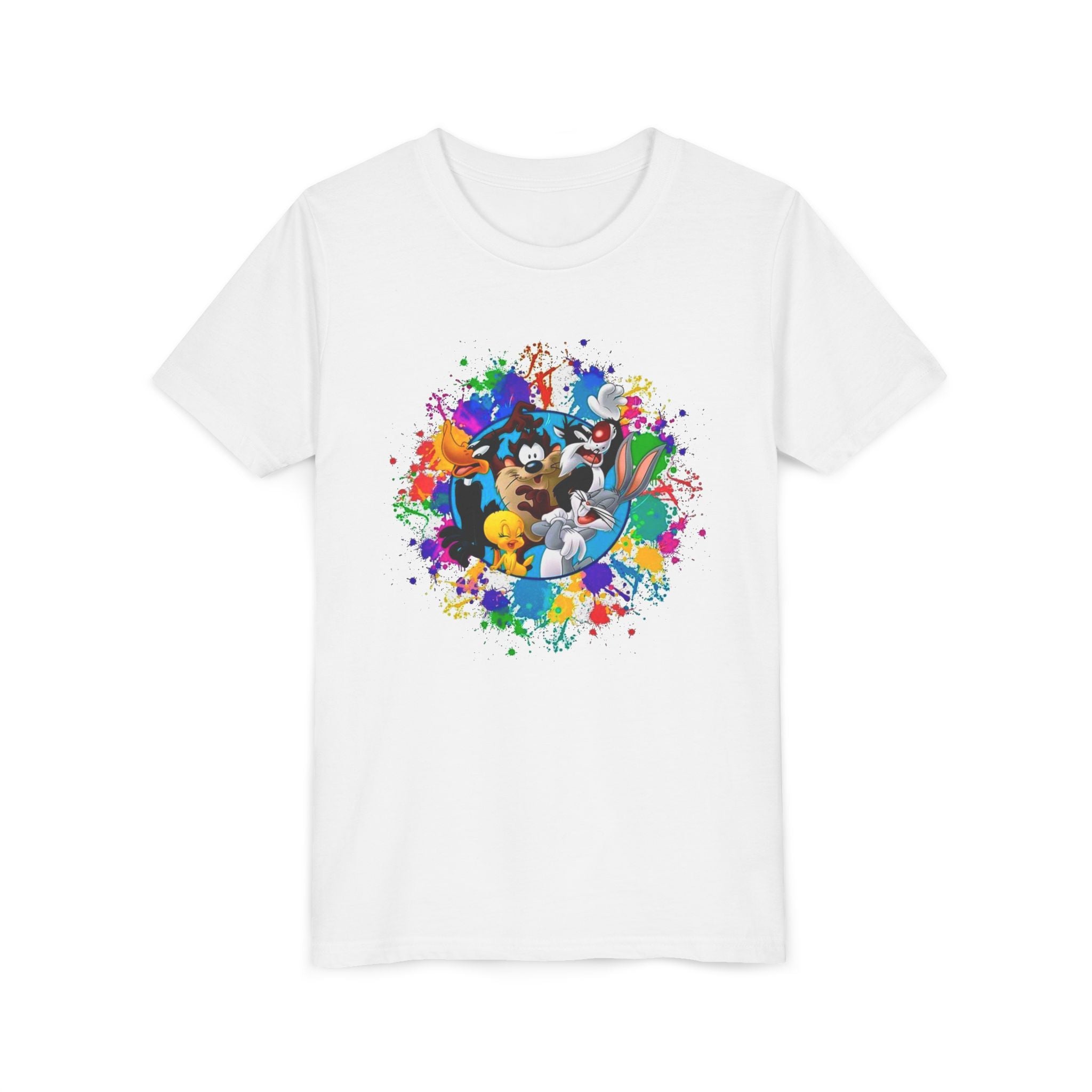 Youth Tee — Colorful Cartoon Crew Splash Graphic