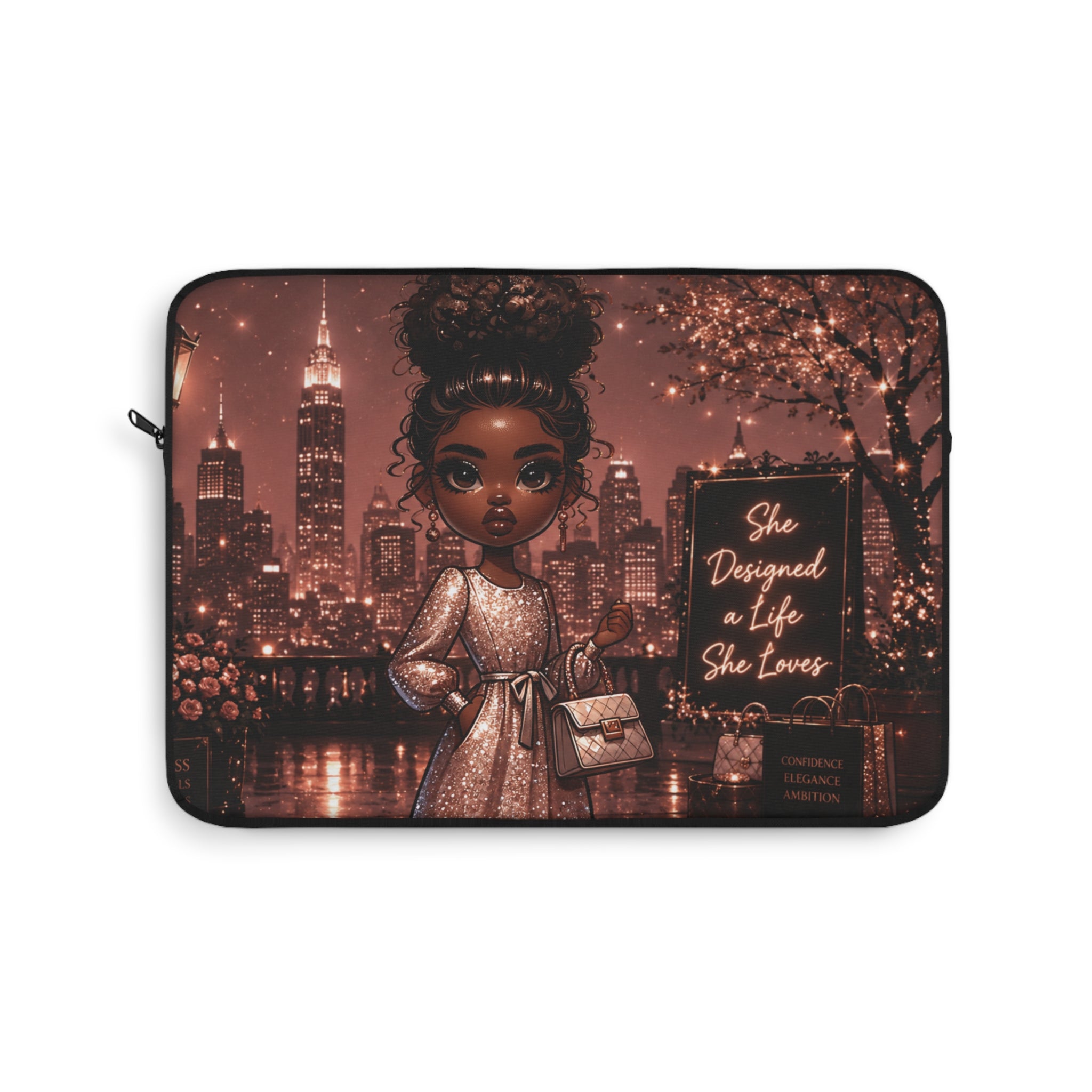 Laptop Sleeve — 'She Designed a Life She Loves' Chic City Girl Sleeve