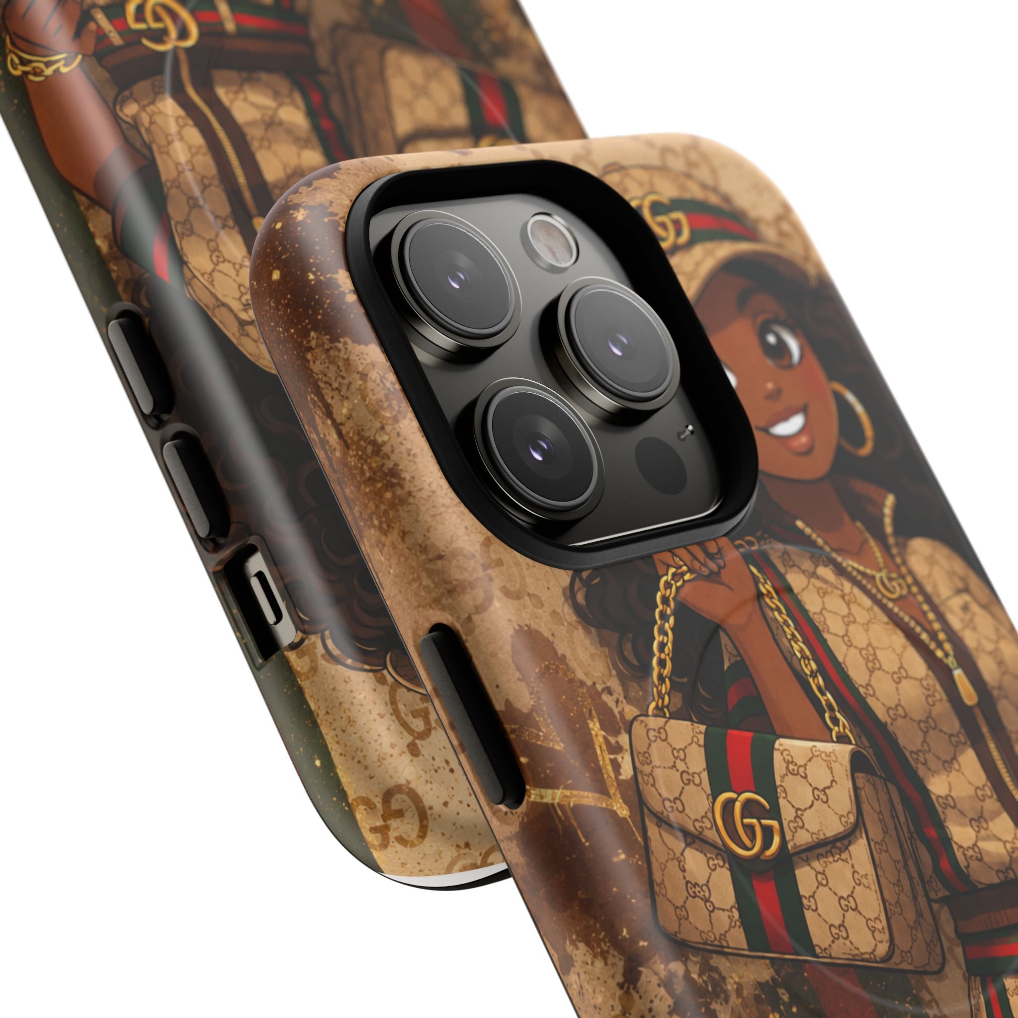 Luxury-Inspired Black Girl Phone Case — Stylish Magnetic Tough Case
