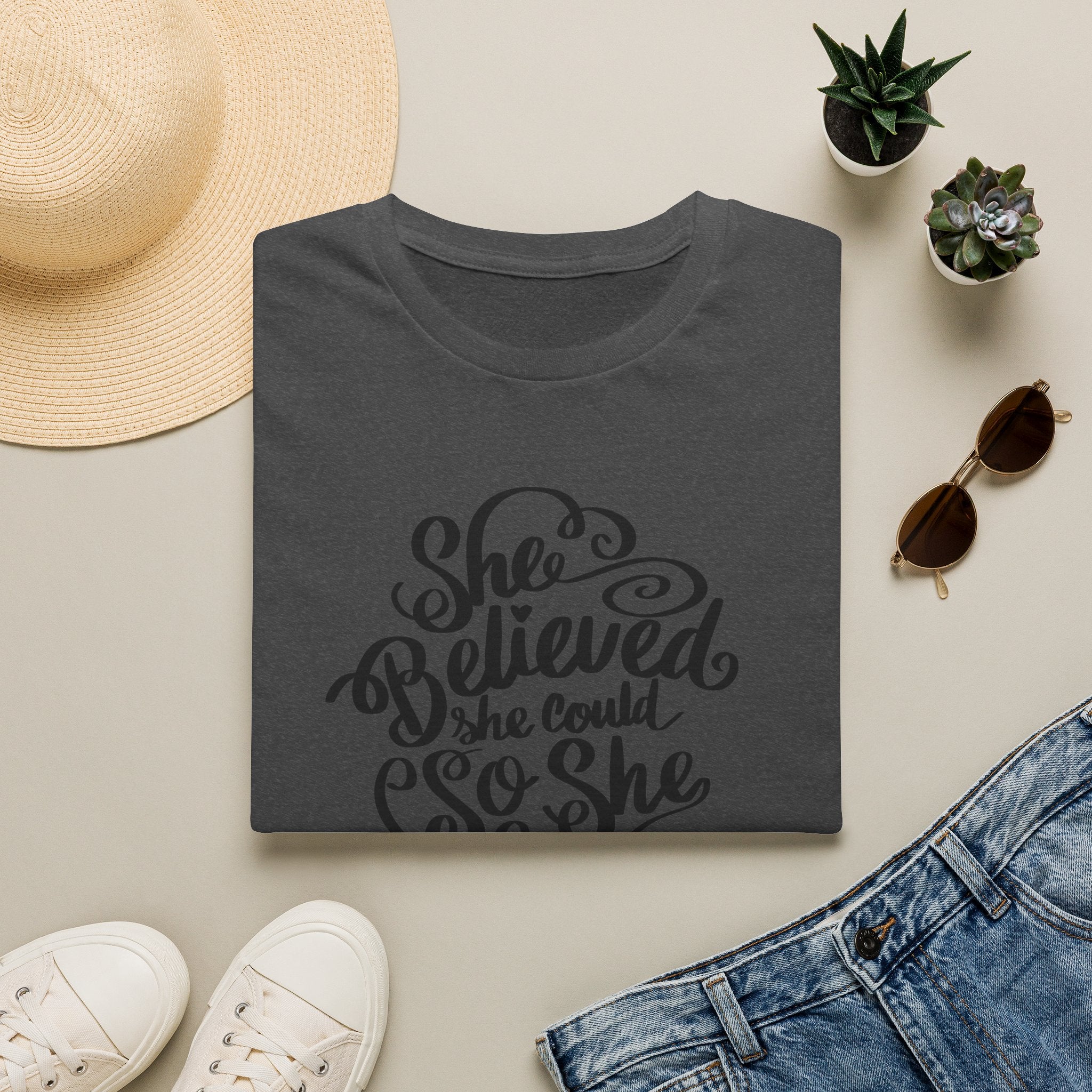 She Believed She Could T-Shirt — Inspirational Women’s Motivational Tee