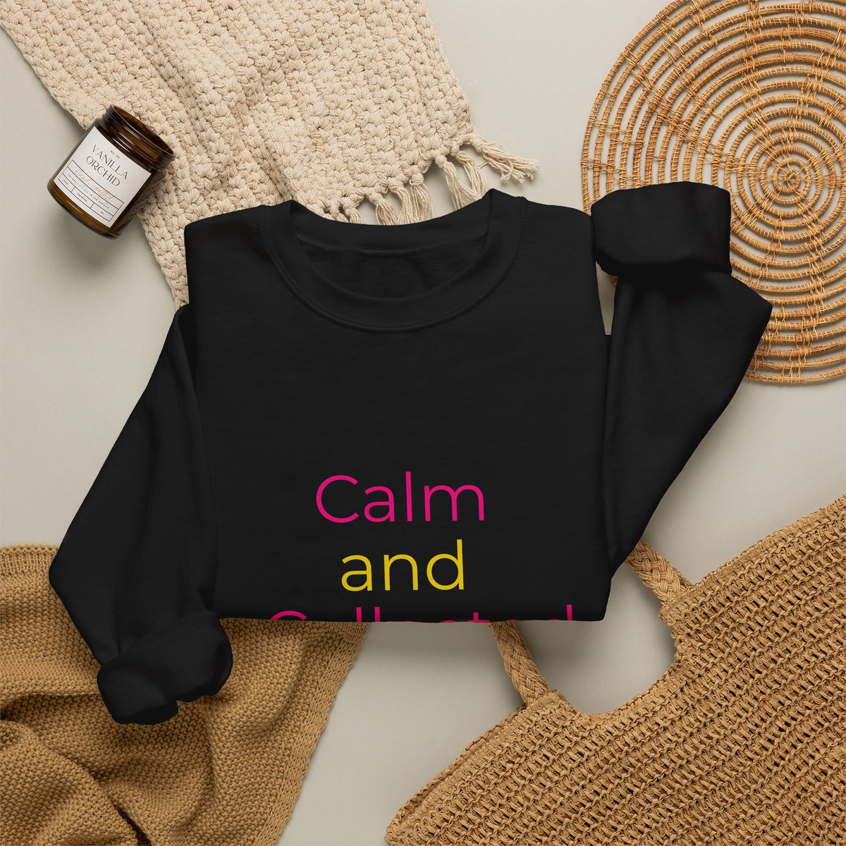 Calm and Collected Crewneck Sweatshirt — Minimal Pastel Relaxation Pullover