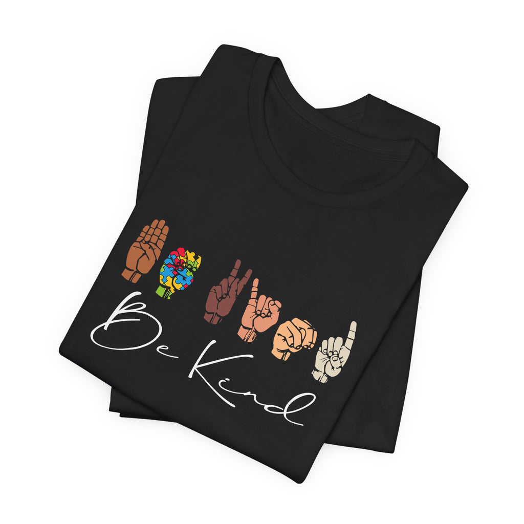 ASL 'Be Kind' hands illustration Tee | Inclusive sign language design