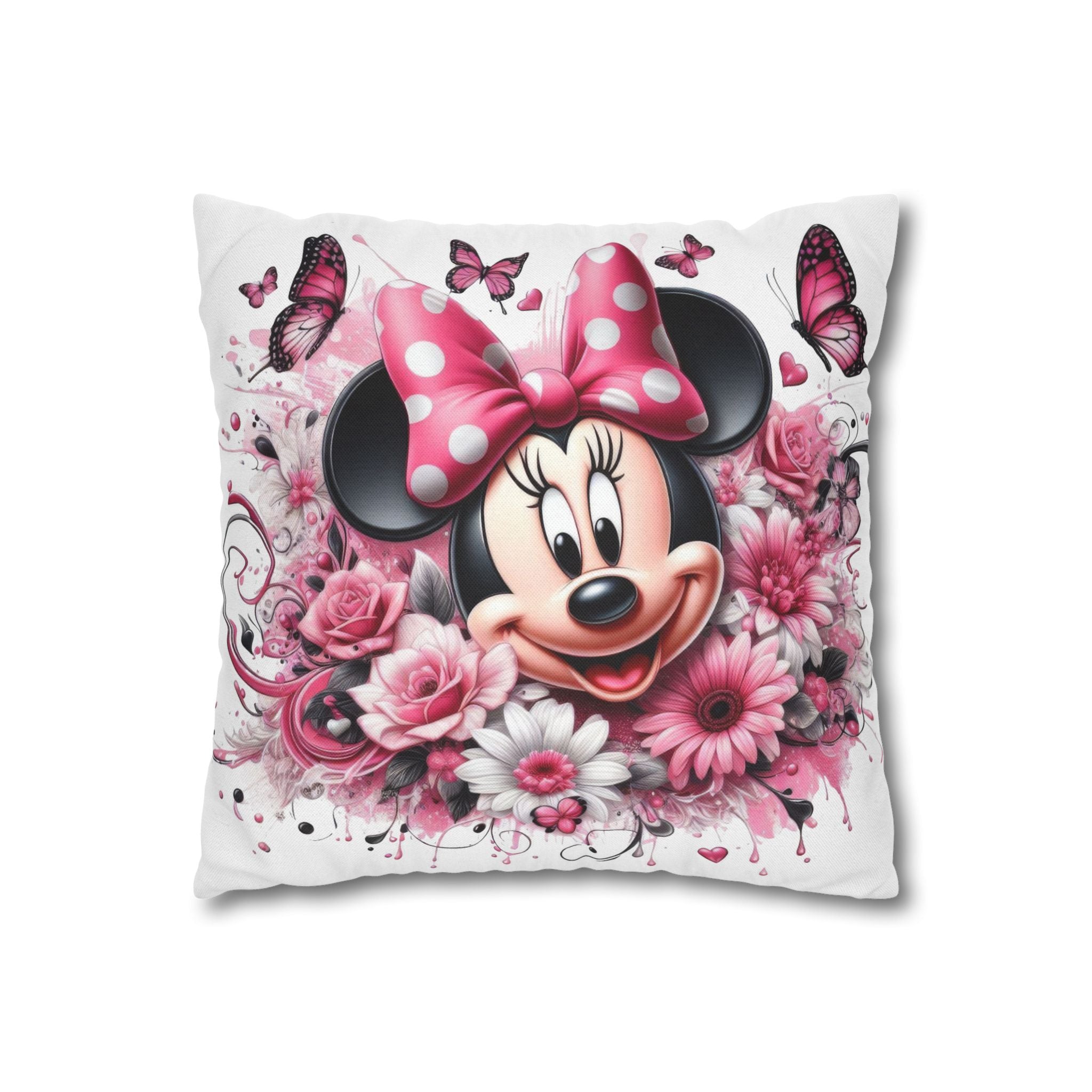 Minnie Mouse Pink Floral Decorative Pillowcase