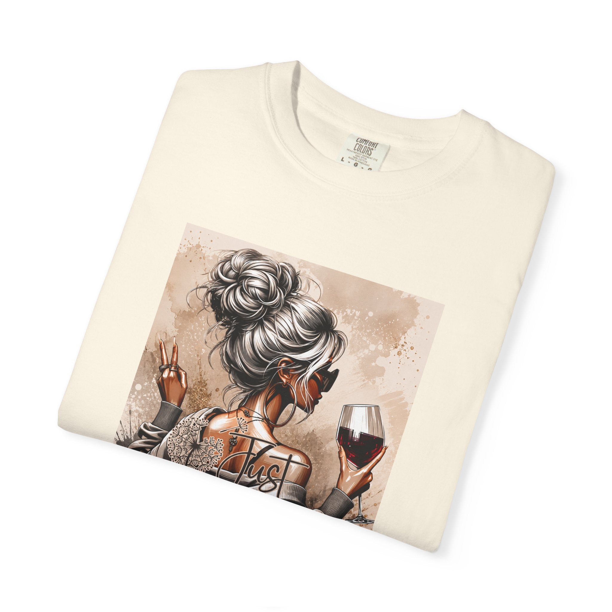 Wine Night Graphic T-Shirt — Woman with Glass Illustration