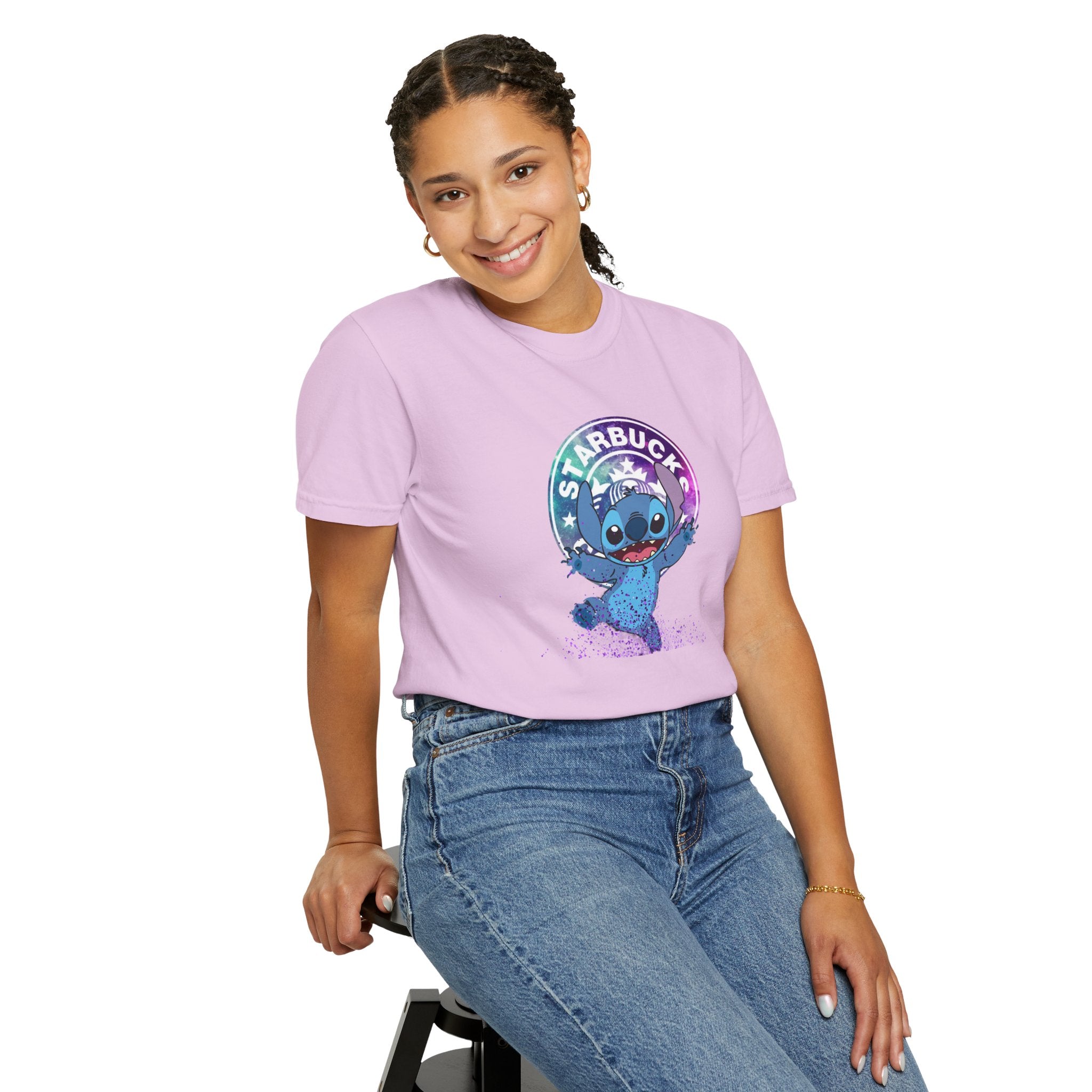 Stitch Coffee Logo Tee — Cute 'Starbucks' Inspired Cartoon T-Shirt