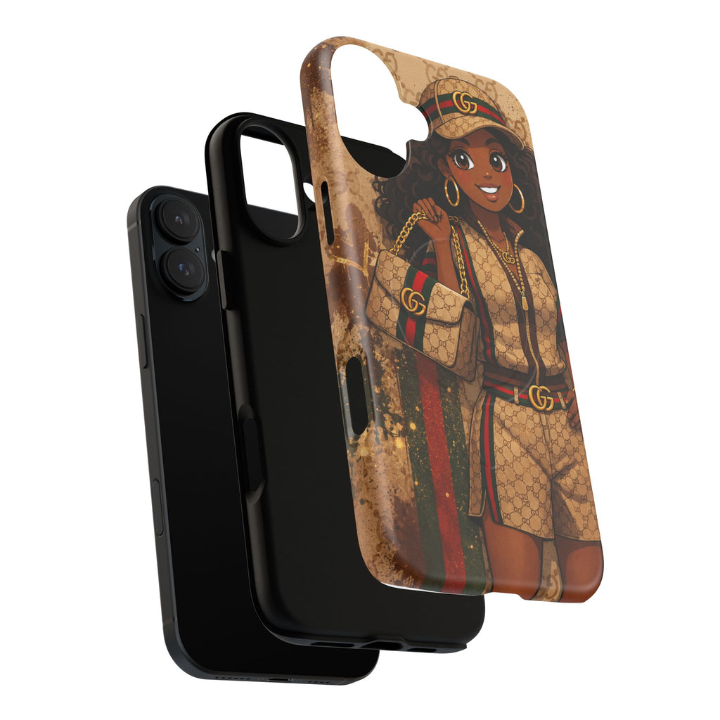 Luxury-Inspired Black Girl Phone Case — Stylish Magnetic Tough Case