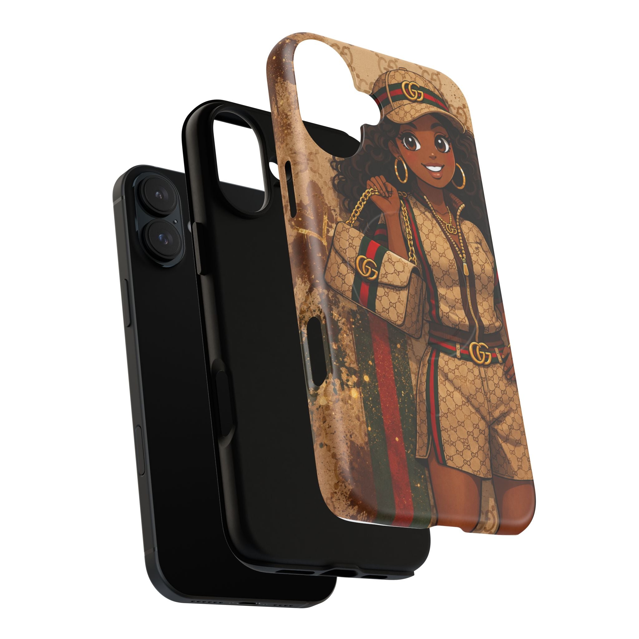 Luxury-Inspired Black Girl Phone Case — Stylish Magnetic Tough Case