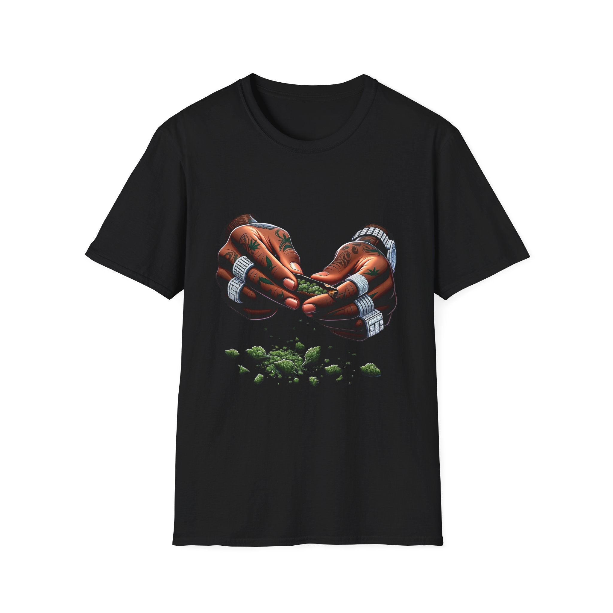 Rolling Up: Tattooed Hands Rolling Herb Graphic T‑Shirt