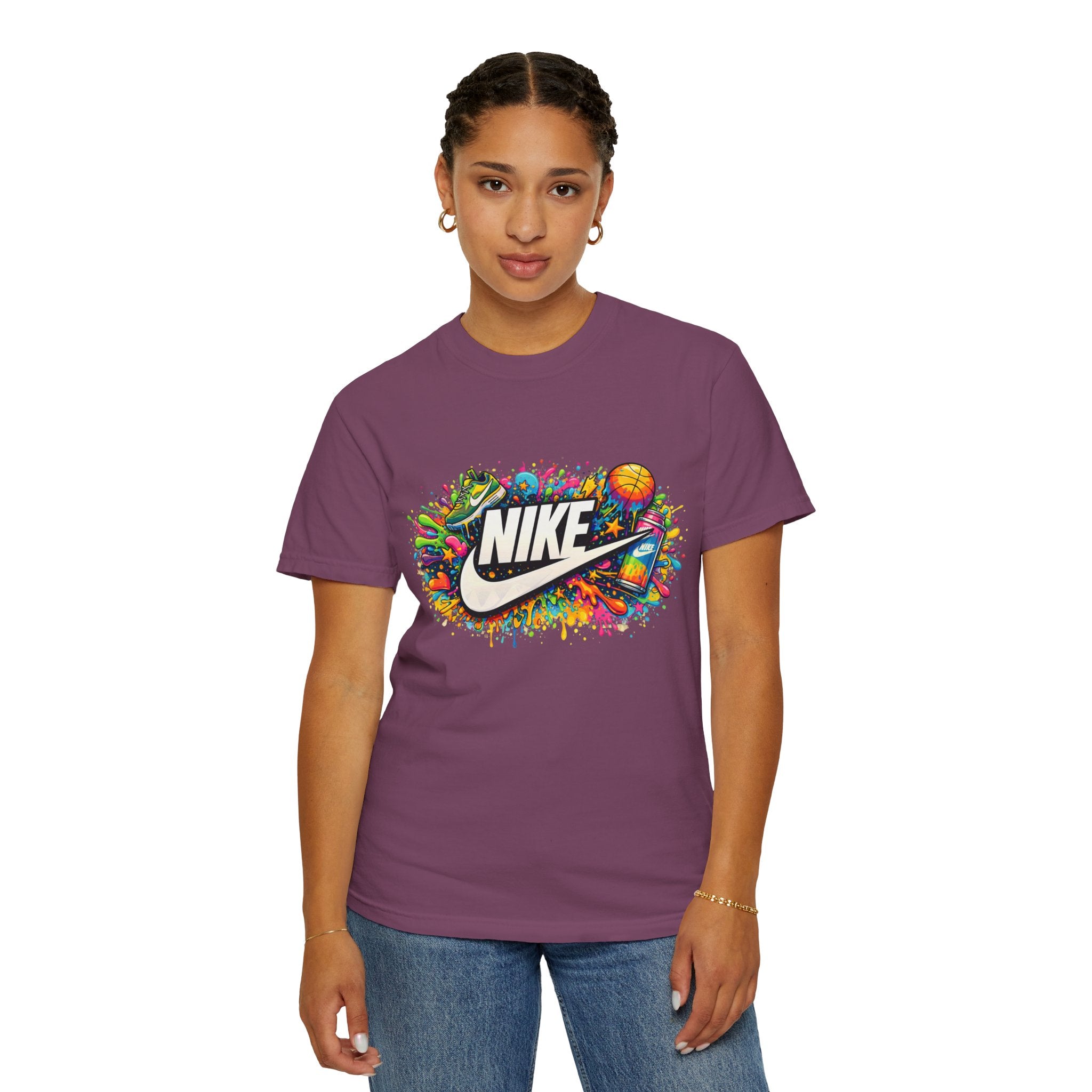 Basketball Swoosh Paint Splash T-Shirt — Colorful Sports Logo Graphic