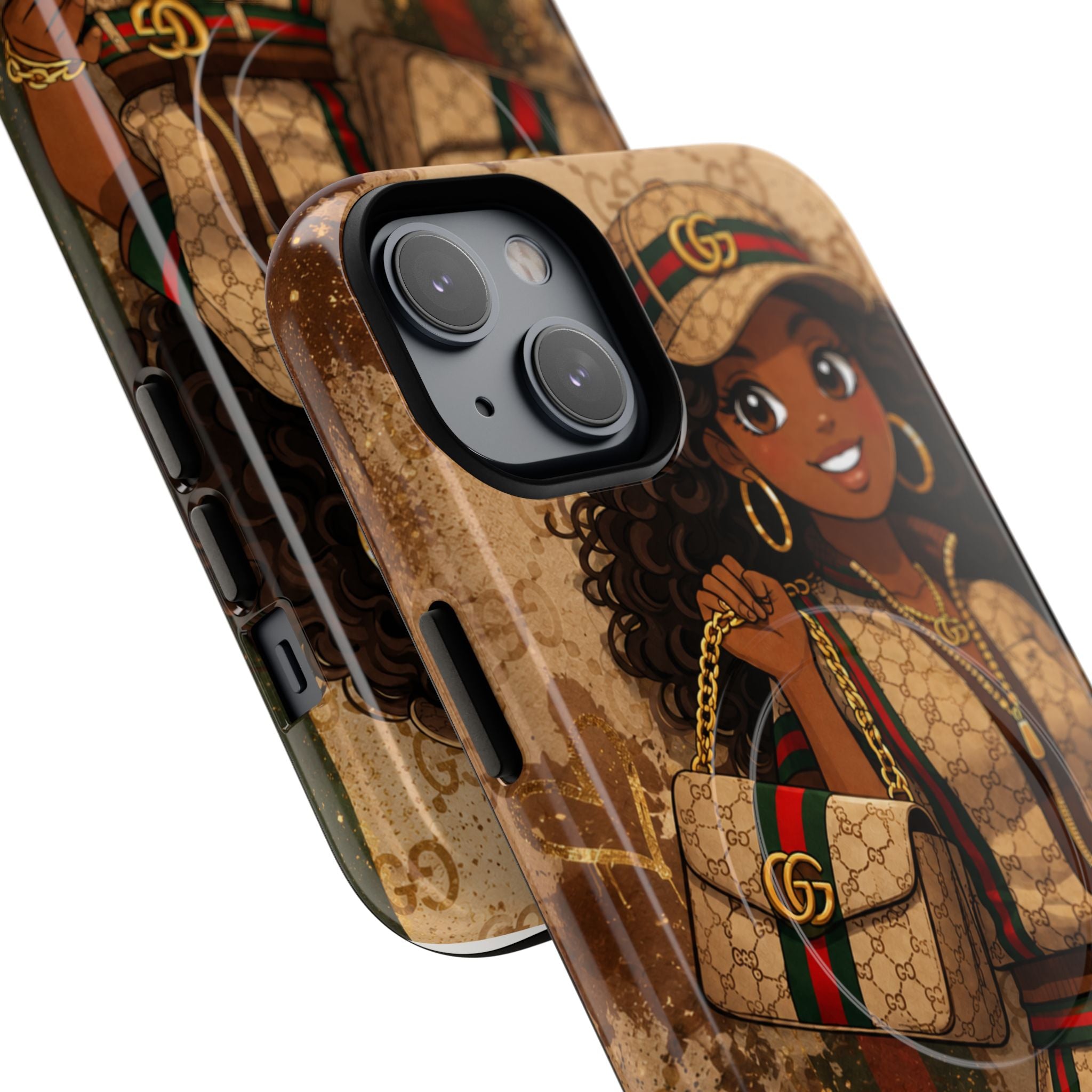 Luxury-Inspired Black Girl Phone Case — Stylish Magnetic Tough Case