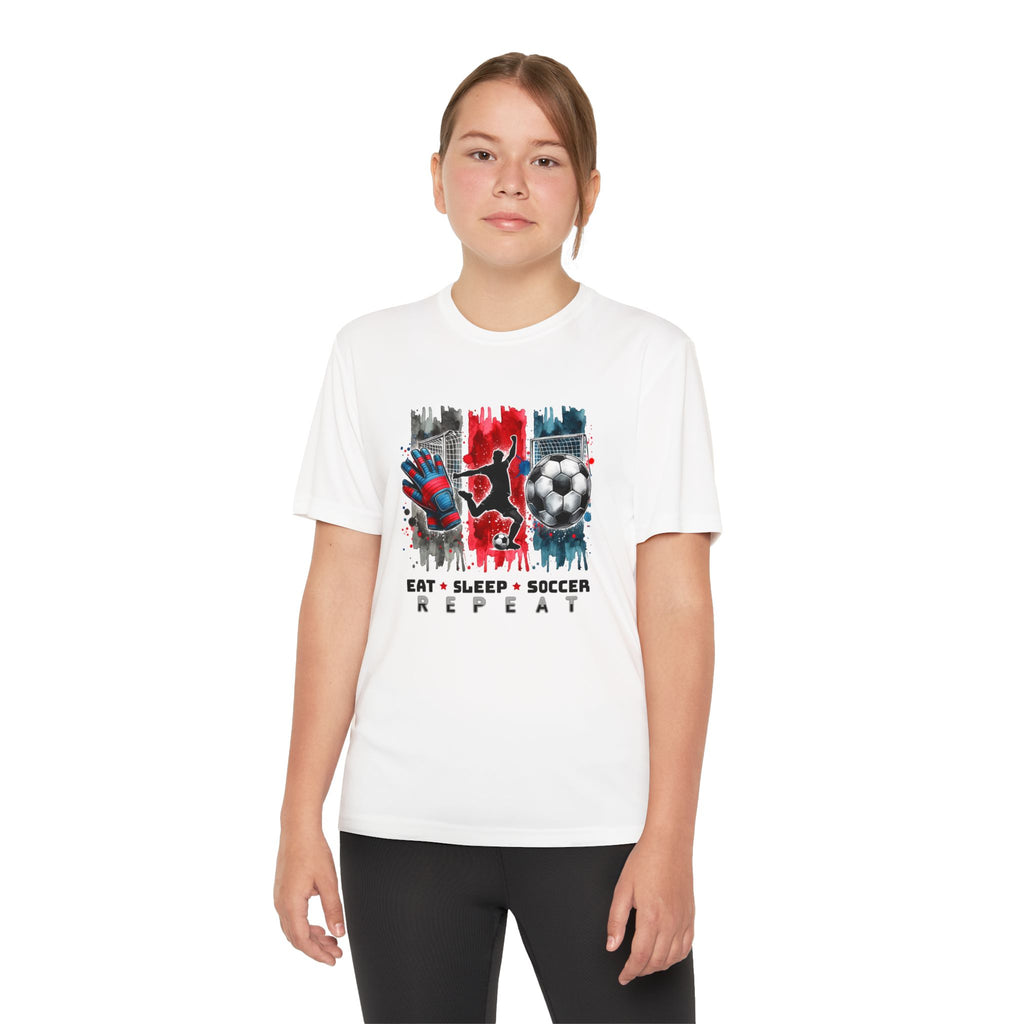 Youth Soccer Tee - "Eat • Sleep • Soccer • Repeat" Graphic