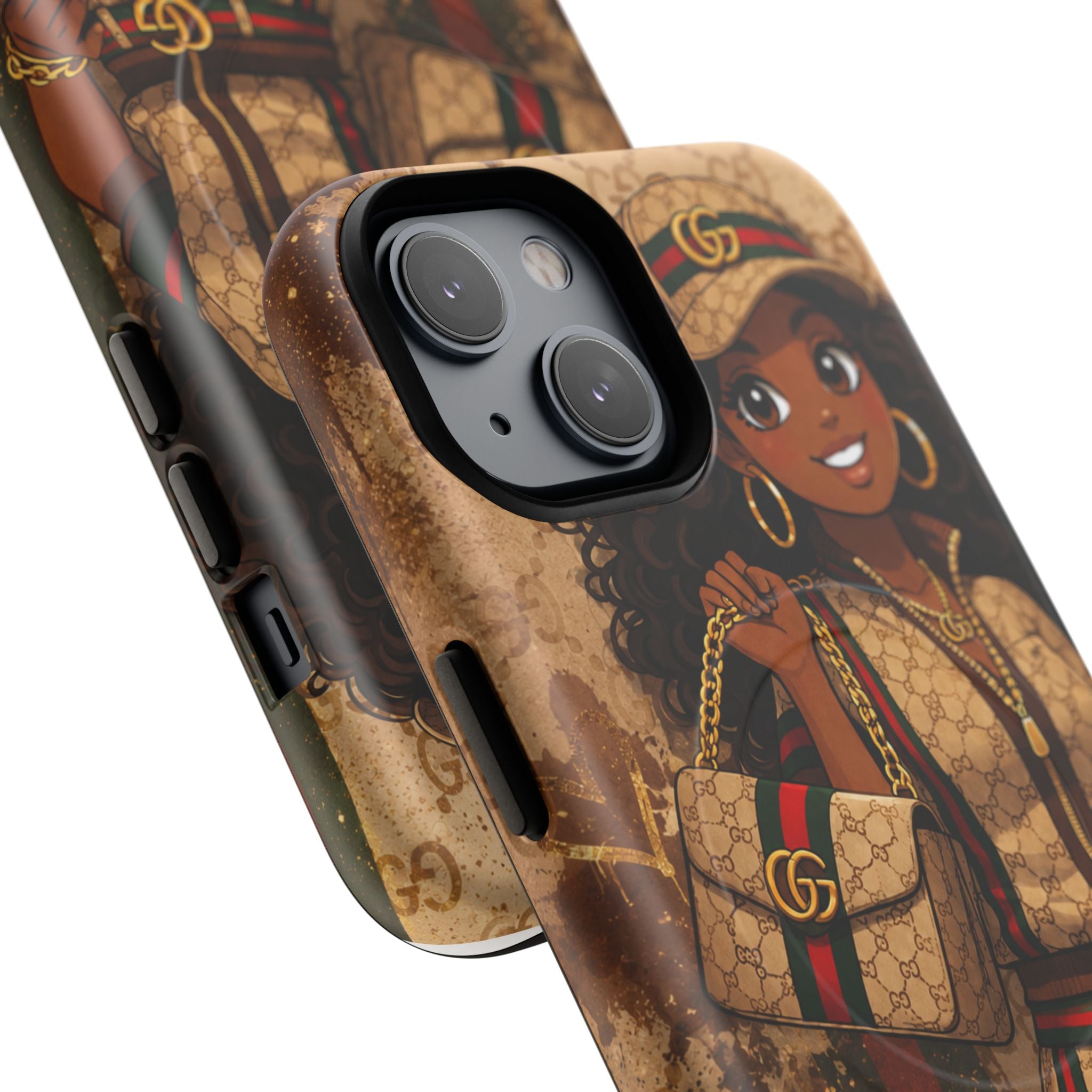 Luxury-Inspired Black Girl Phone Case — Stylish Magnetic Tough Case
