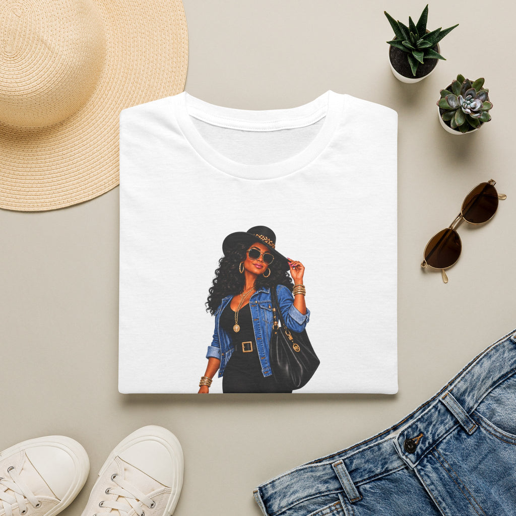 Stylish City Girl Graphic T-Shirt — Afro Chic Fashion Illustration