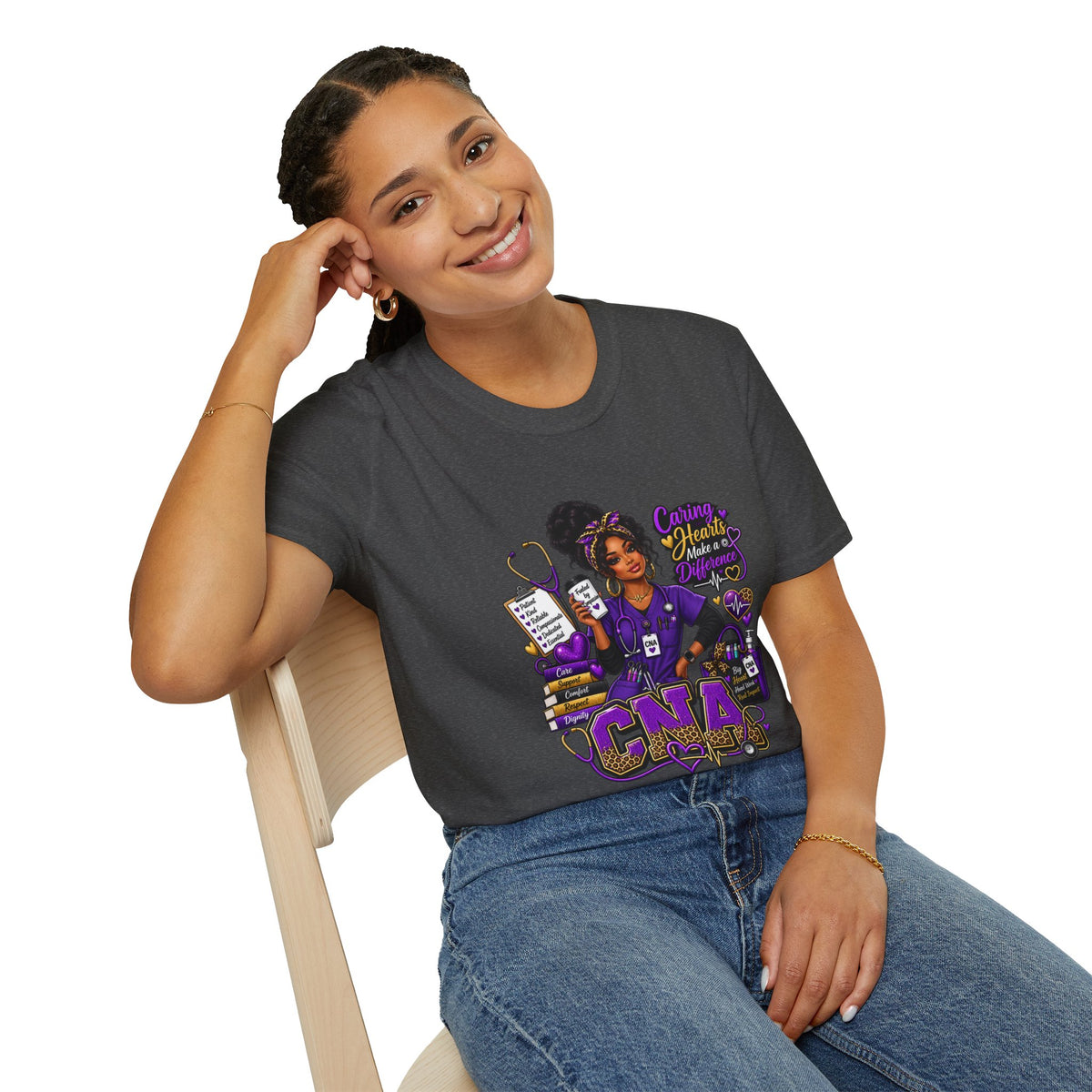 Caring Hearts Make a Difference CNA T-Shirt — Proud Nurse Aide Gift