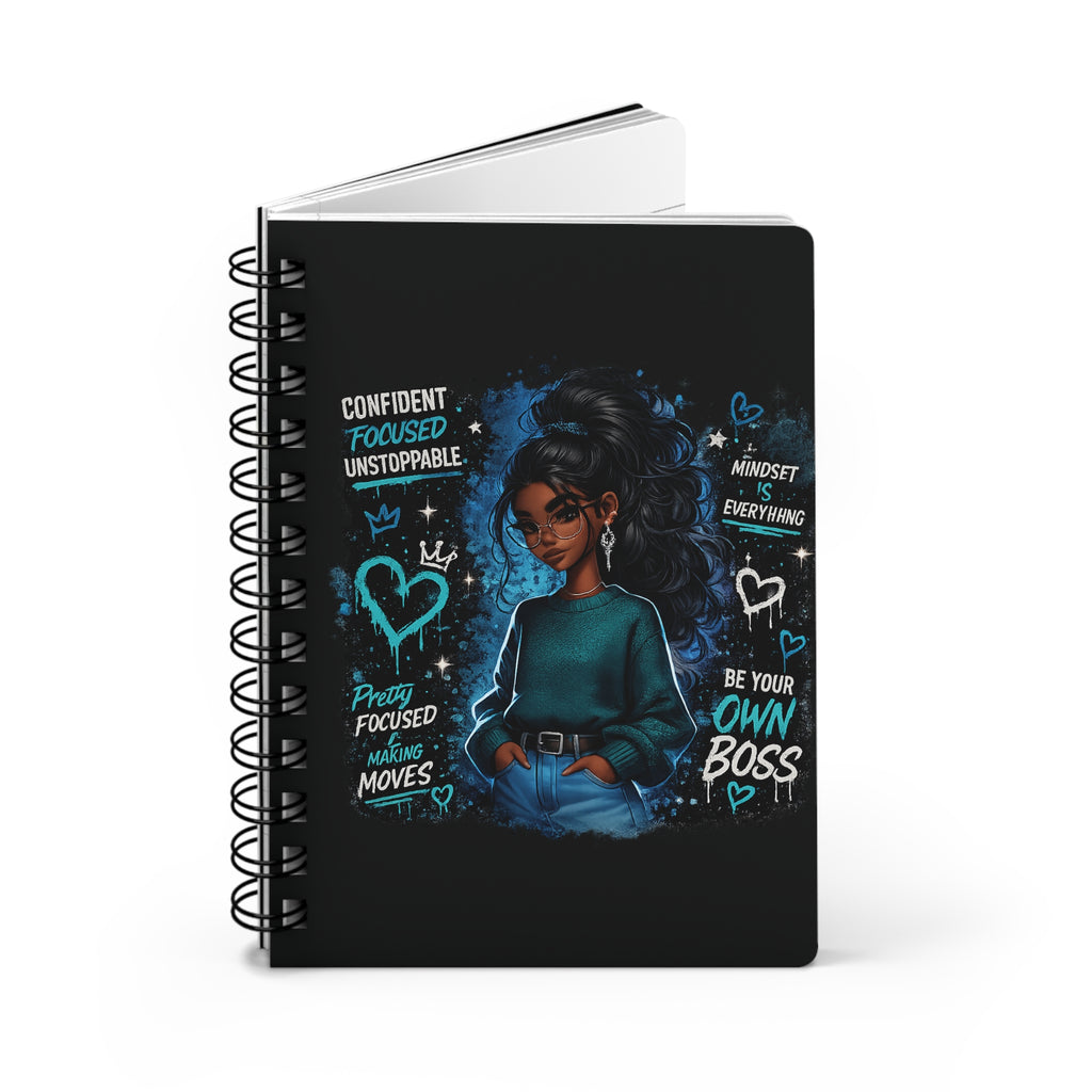 Empowered Black Girl Spiral Journal — "Be Your Own Boss" Inspirational Notebook