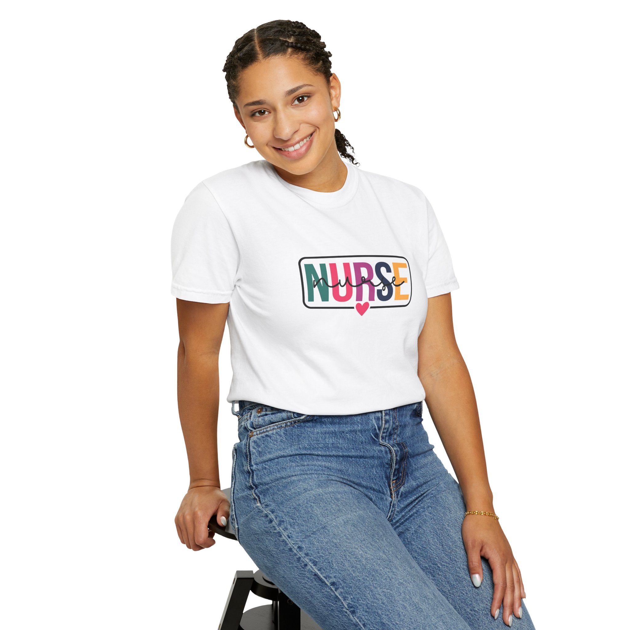 Nurse Graphic T-Shirt — "NURSE" Front + Care • Inspire • Heal Back