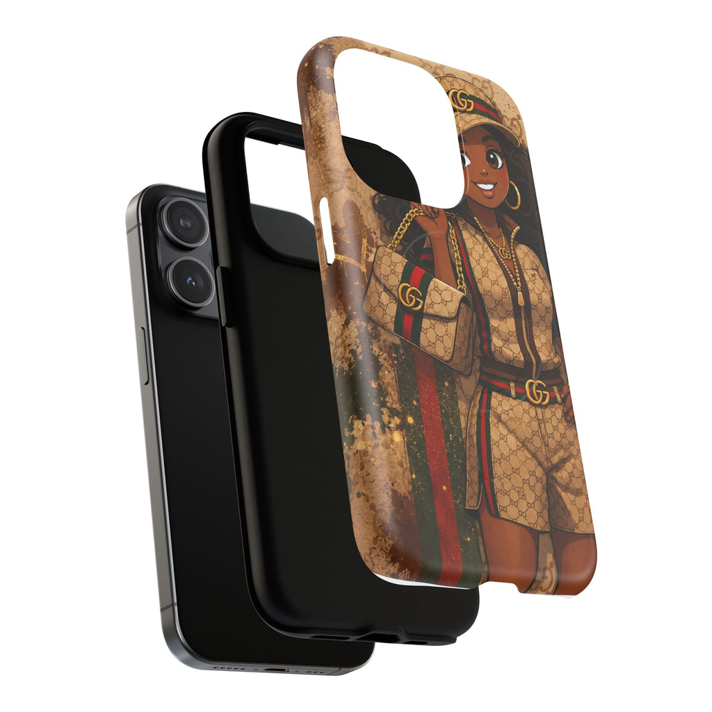 Luxury-Inspired Black Girl Phone Case — Stylish Magnetic Tough Case