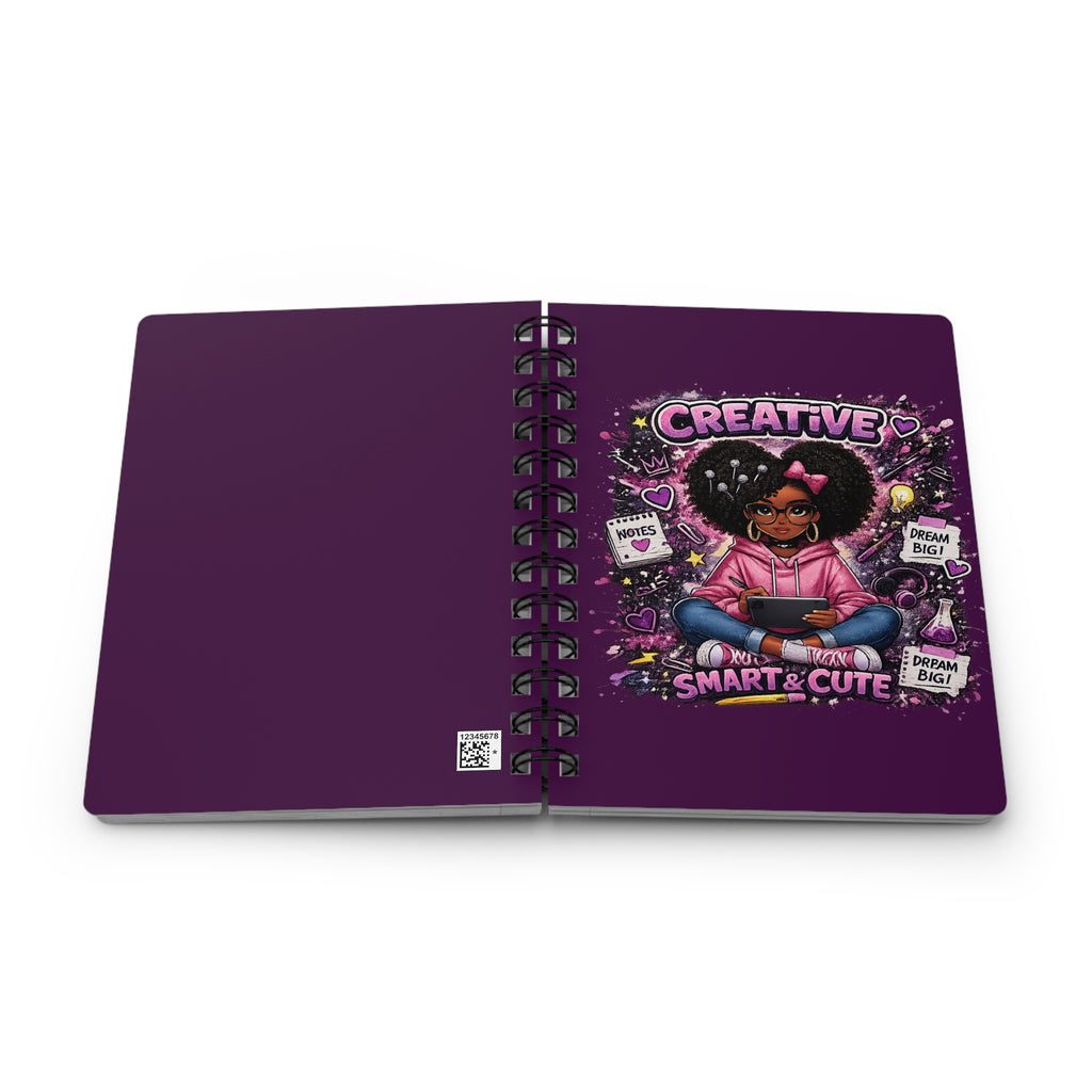 Creative Black Girl Spiral Notebook — "Smart & Cute" Inspirational Journal for Girls