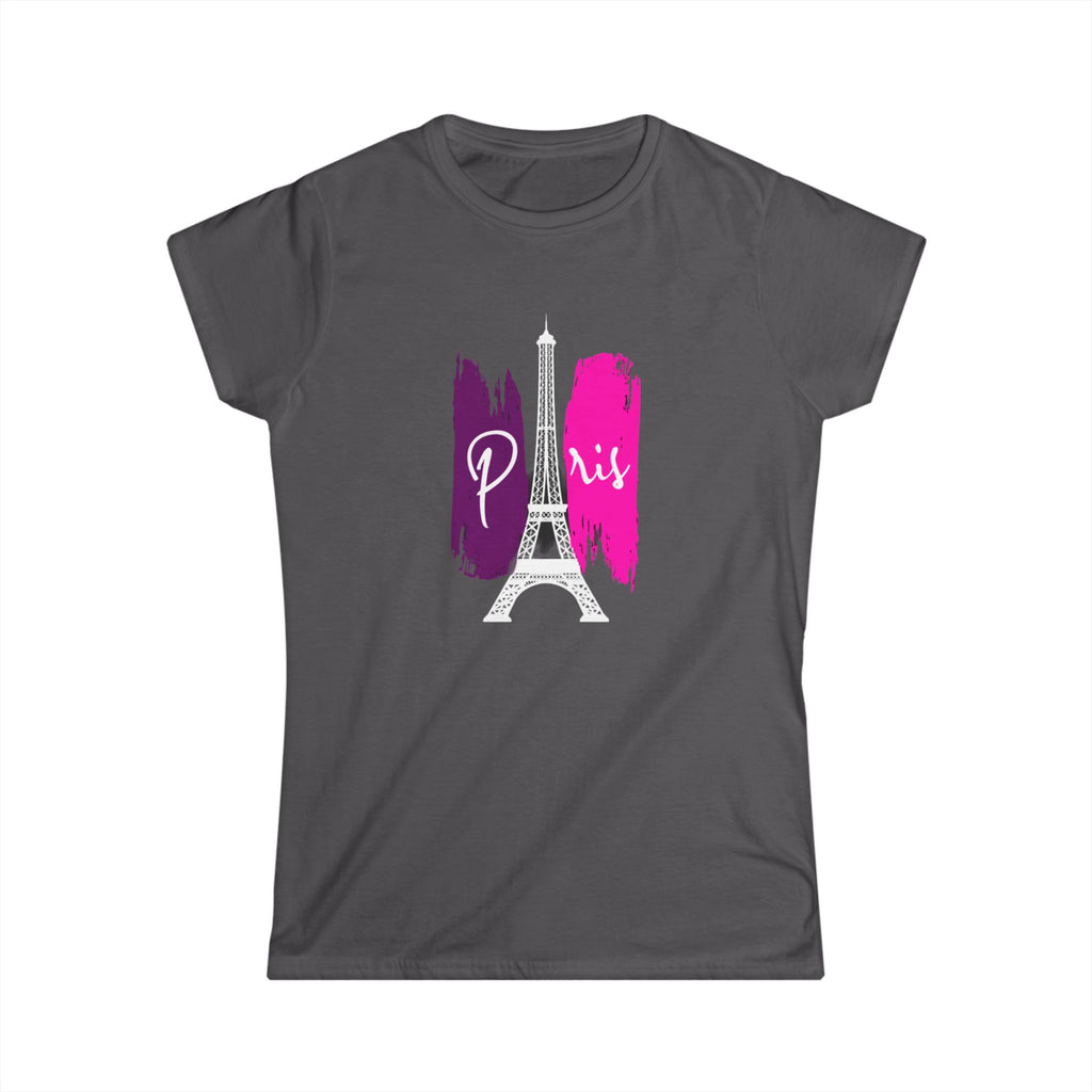Paris Eiffel Tower Women's Tee — Pink Brushstroke Travel T‑Shirt