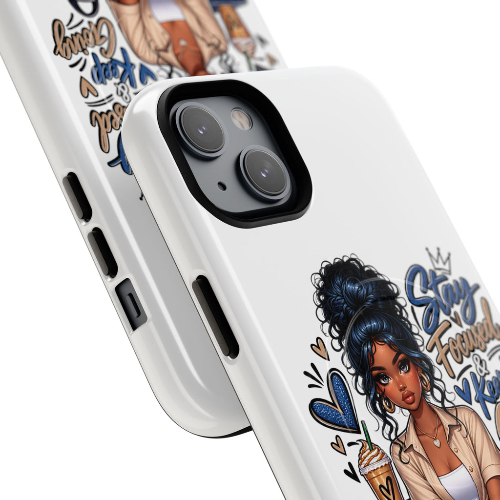 Stay Focused Keep Going Phone Case — Motivational Girl Illustration Tough Magnetic Case