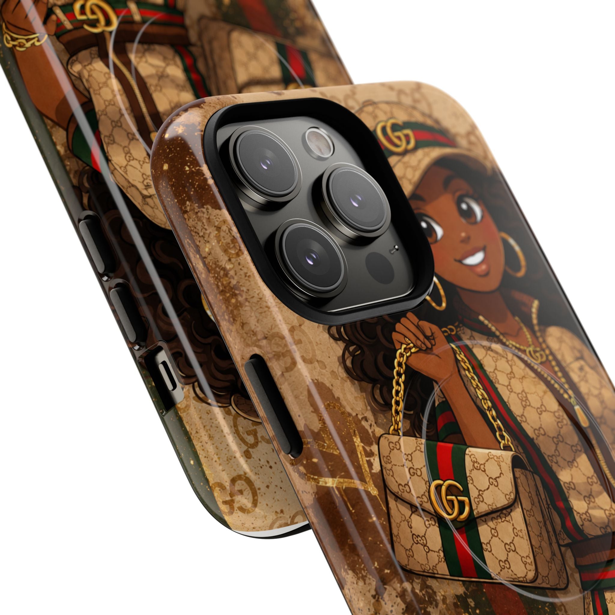 Luxury-Inspired Black Girl Phone Case — Stylish Magnetic Tough Case