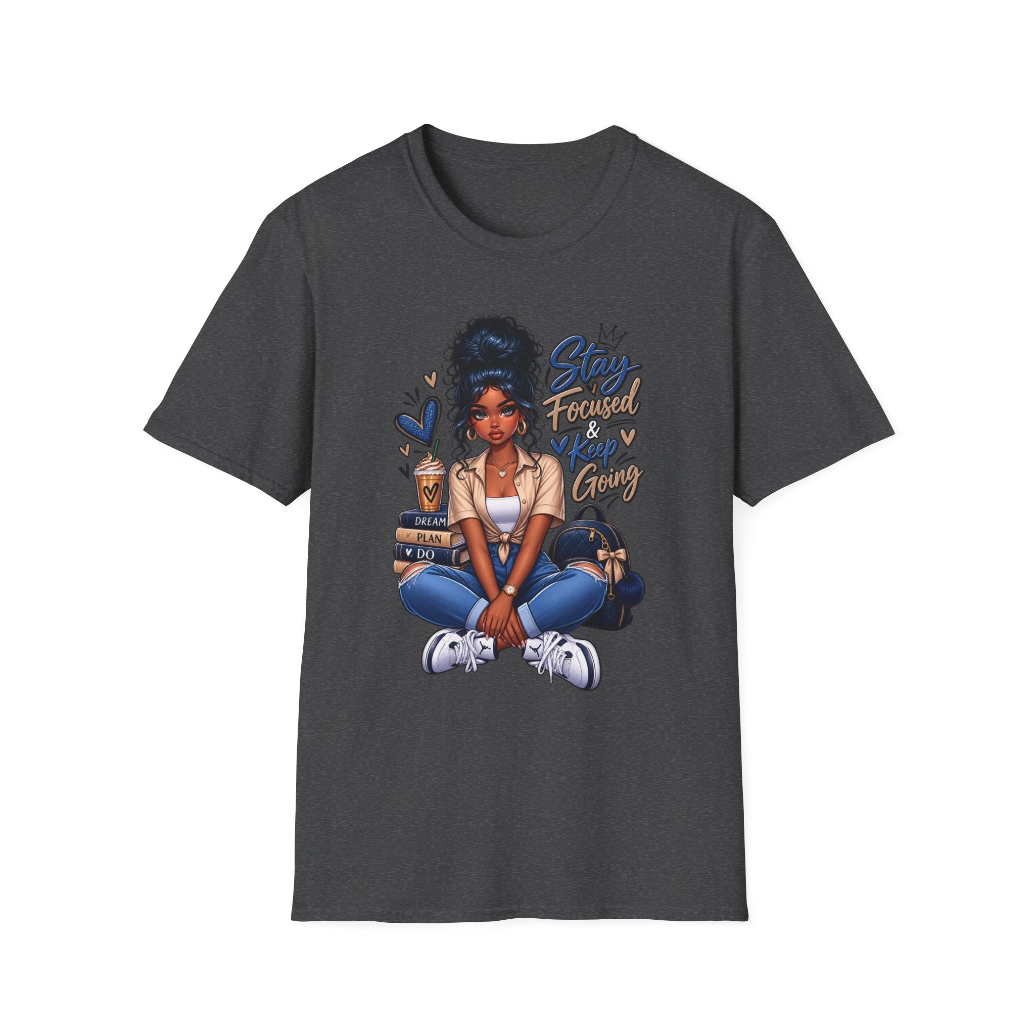 Stay Focused Keep Going T-Shirt — Motivational Graphic Tee for Ambitious Women