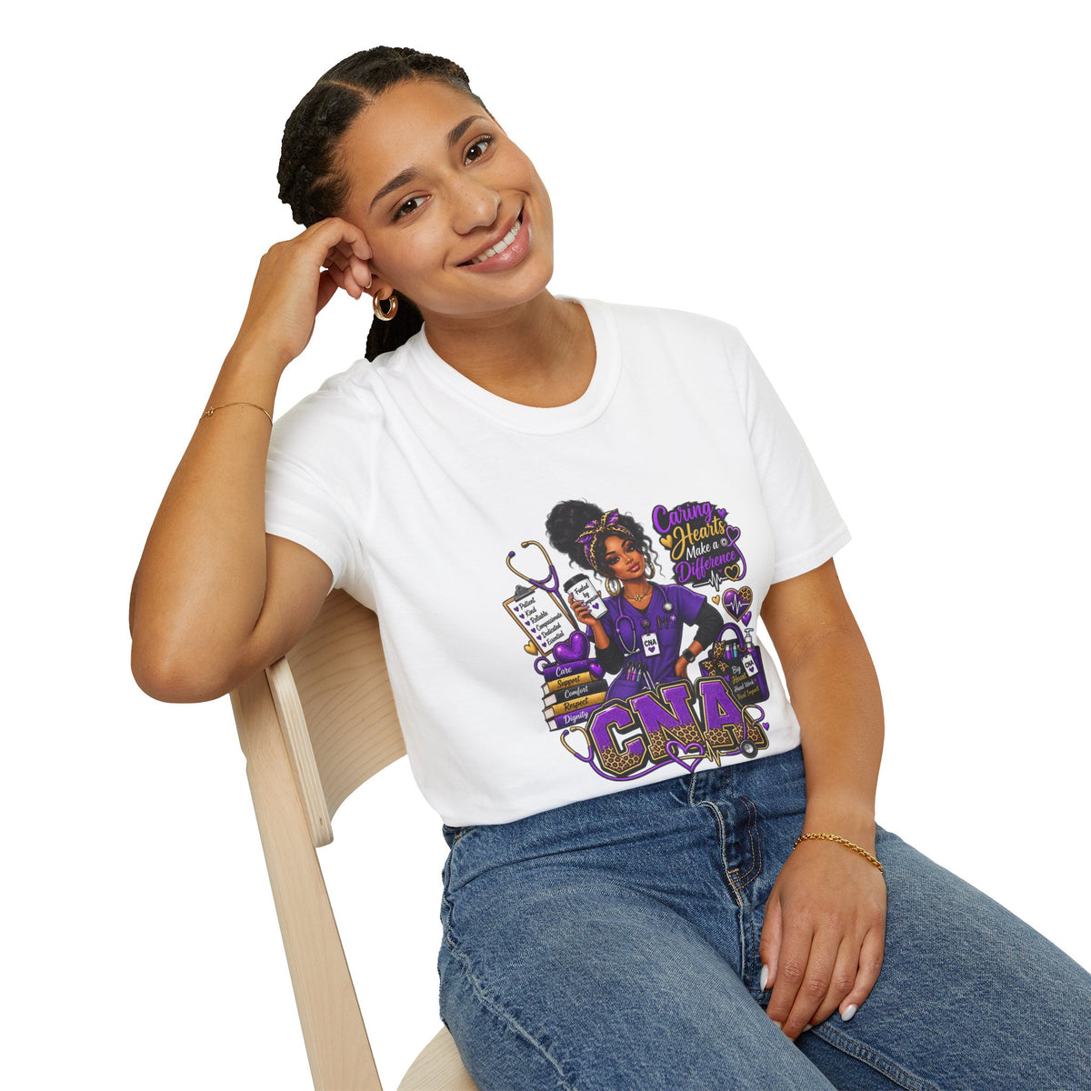 Caring Hearts Make a Difference CNA T-Shirt — Proud Nurse Aide Gift