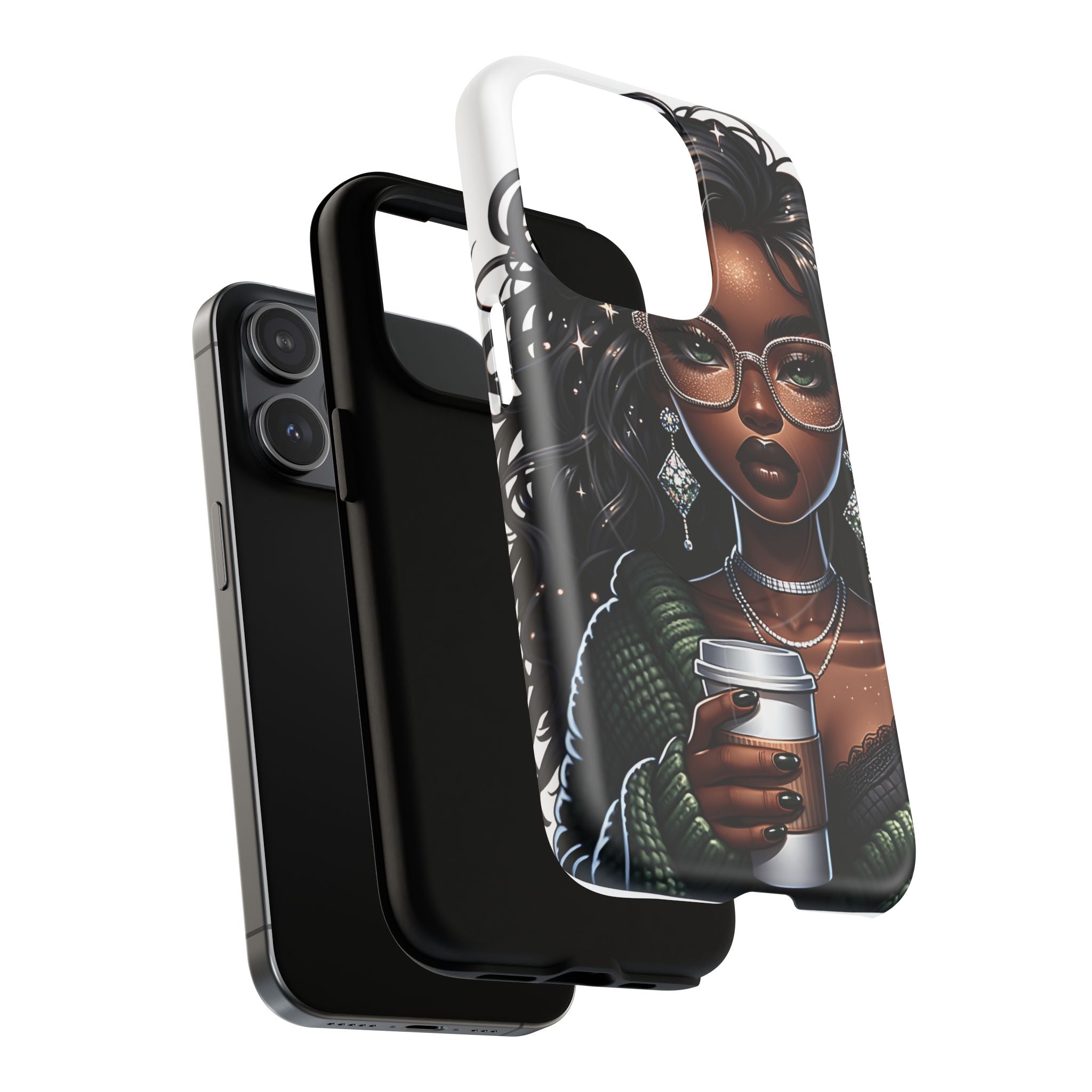 Stylish Black Woman with Coffee Phone Case | Magnetic Tough Case