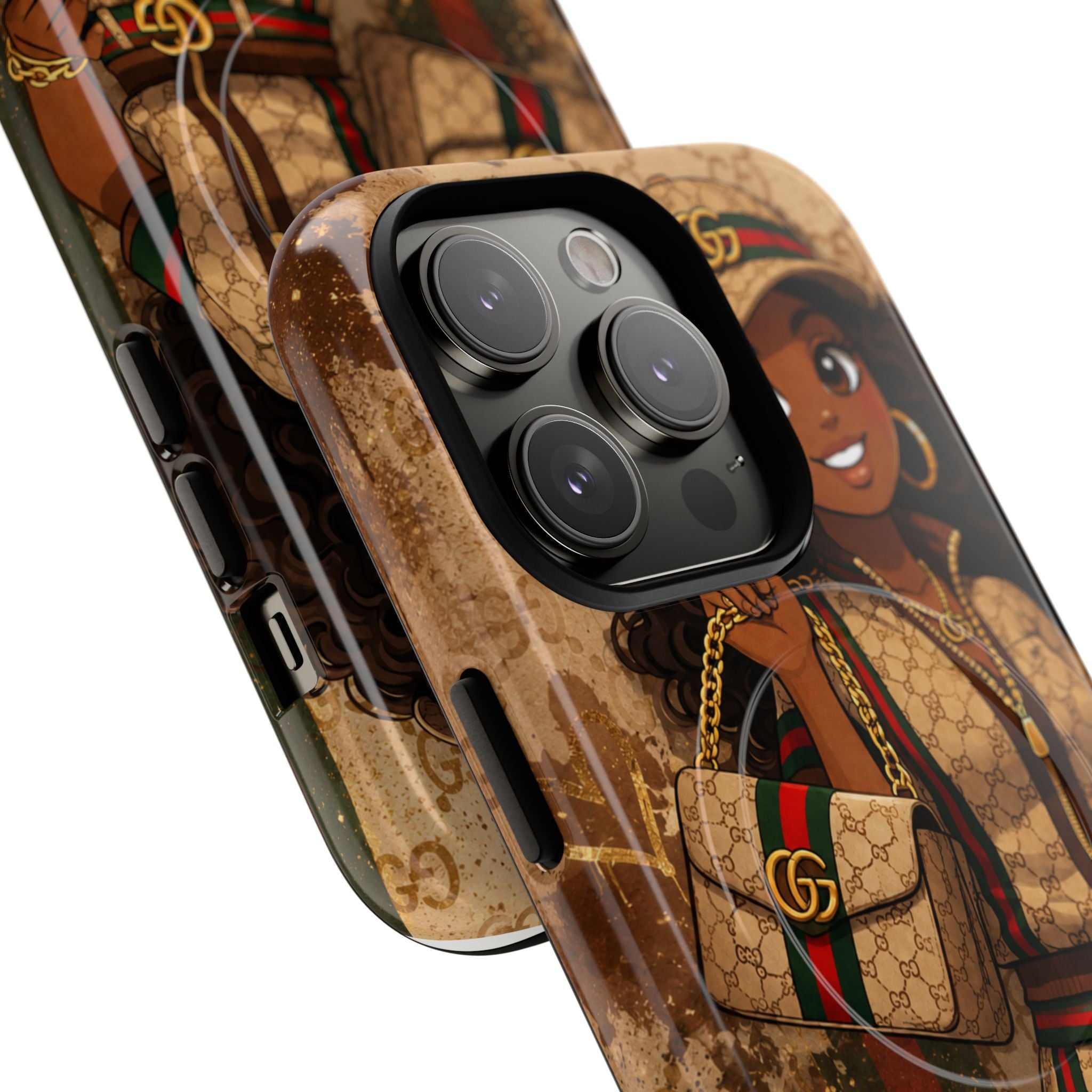 Luxury-Inspired Black Girl Phone Case — Stylish Magnetic Tough Case