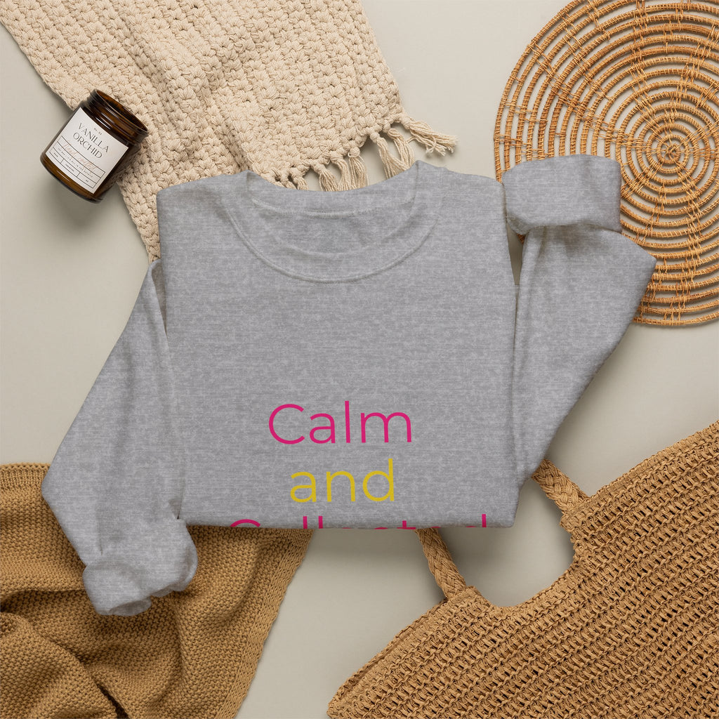 Calm and Collected Crewneck Sweatshirt — Minimal Pastel Relaxation Pullover