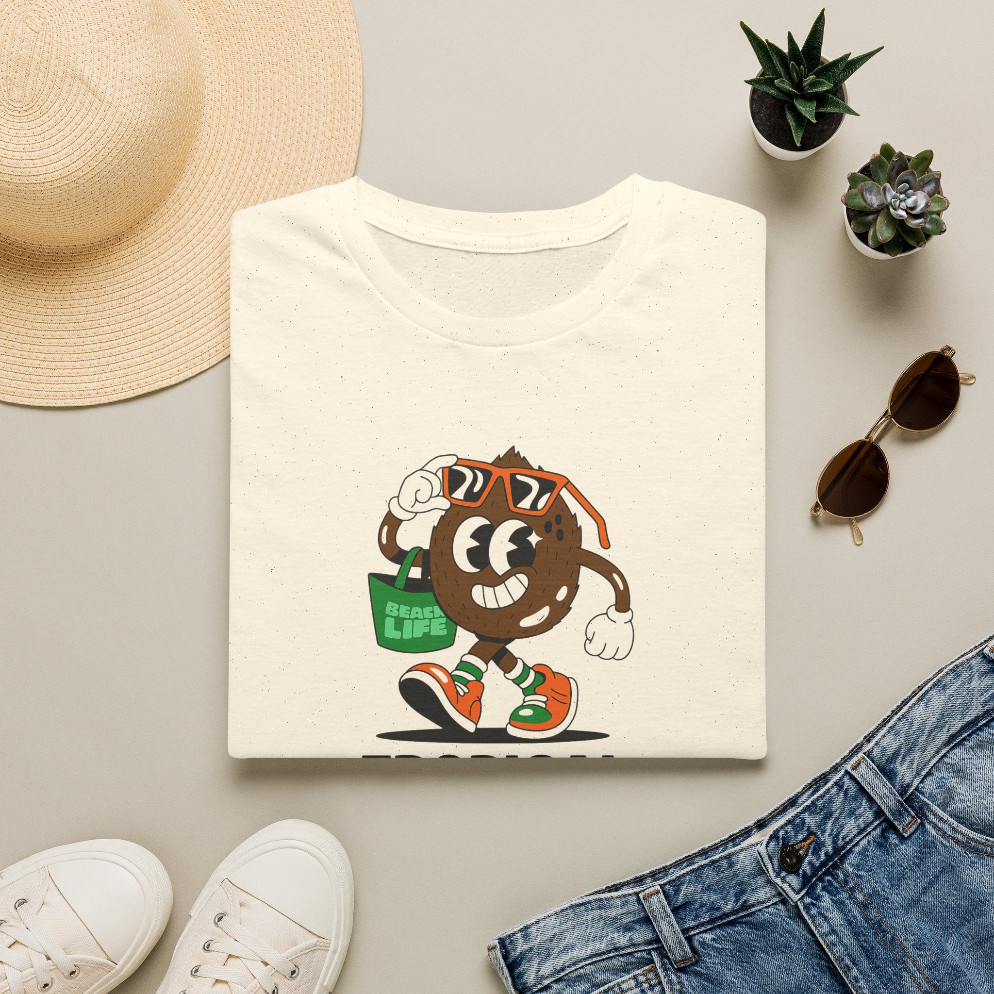T-Shirt — Tropical State of Mind Coconut Cartoon Graphic Tee