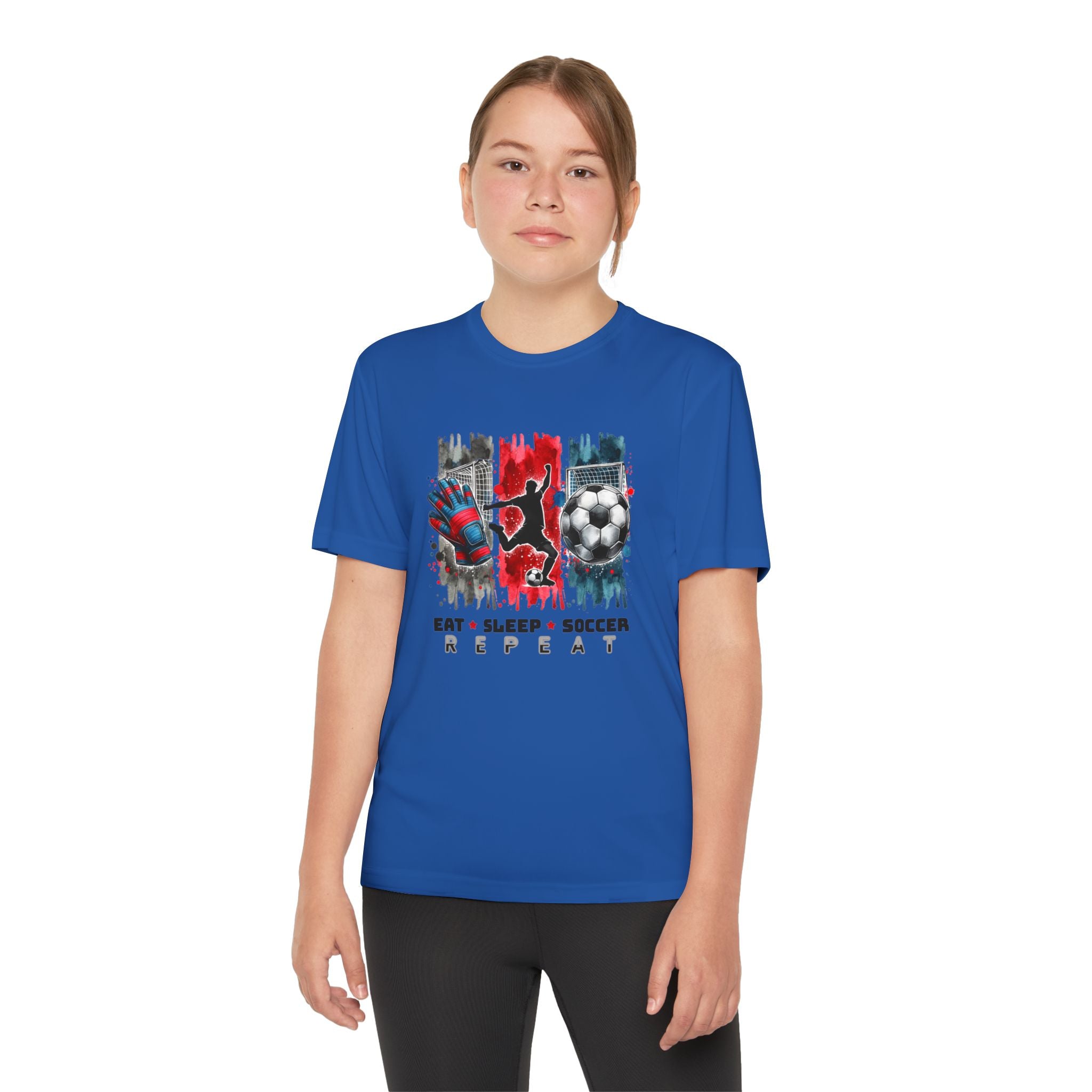 Youth Soccer Tee - "Eat • Sleep • Soccer • Repeat" Graphic