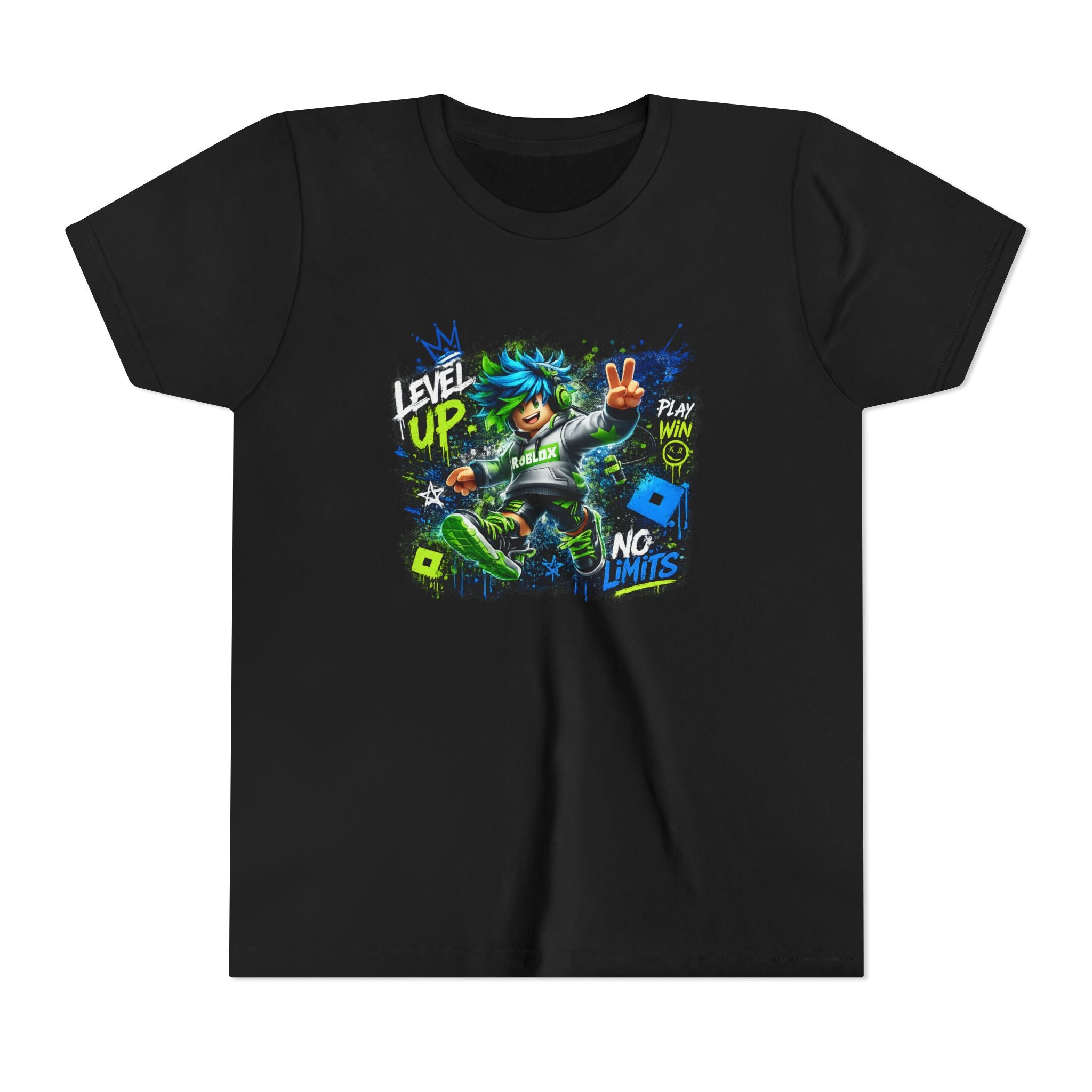 Level Up Gamer Graphic Youth Tee | Neon Arcade Controller, Video Game Design