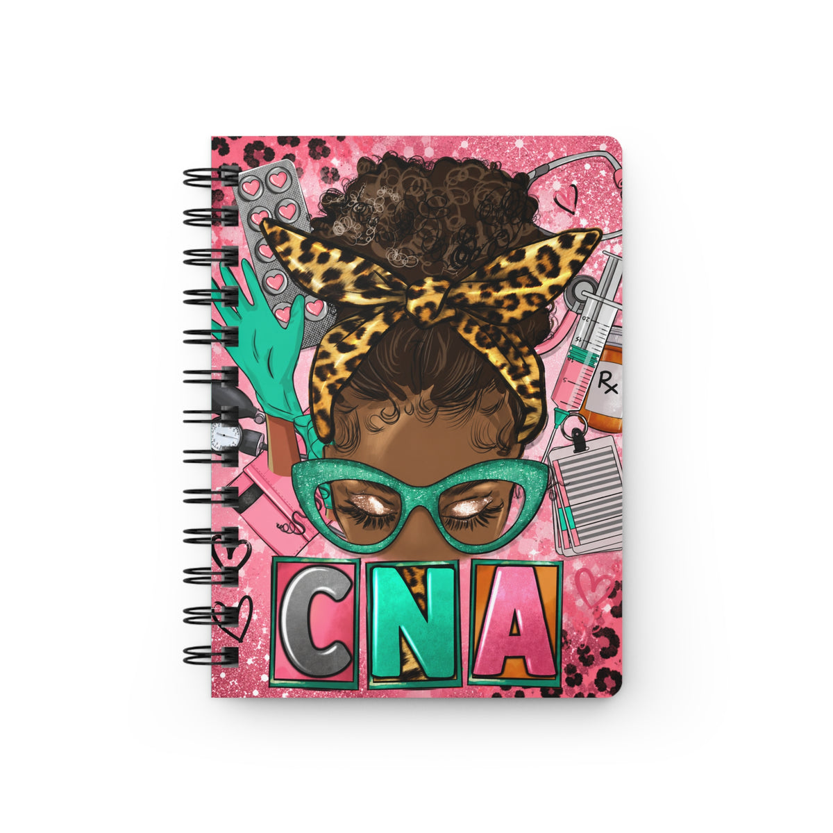 CNA Spiral Notebook — Cute Pink Leopard Medical Journal for Nurses