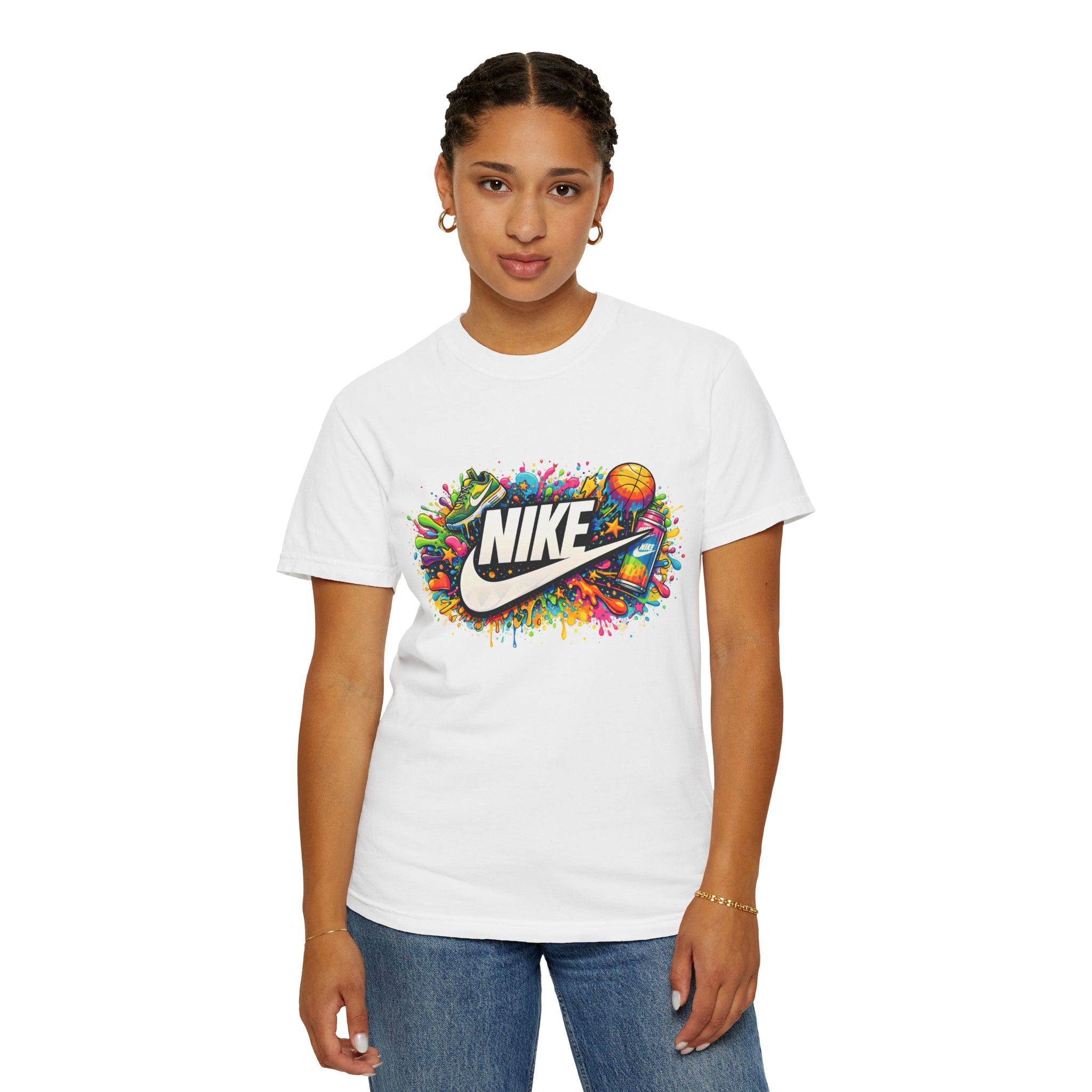 Basketball Swoosh Paint Splash T-Shirt — Colorful Sports Logo Graphic