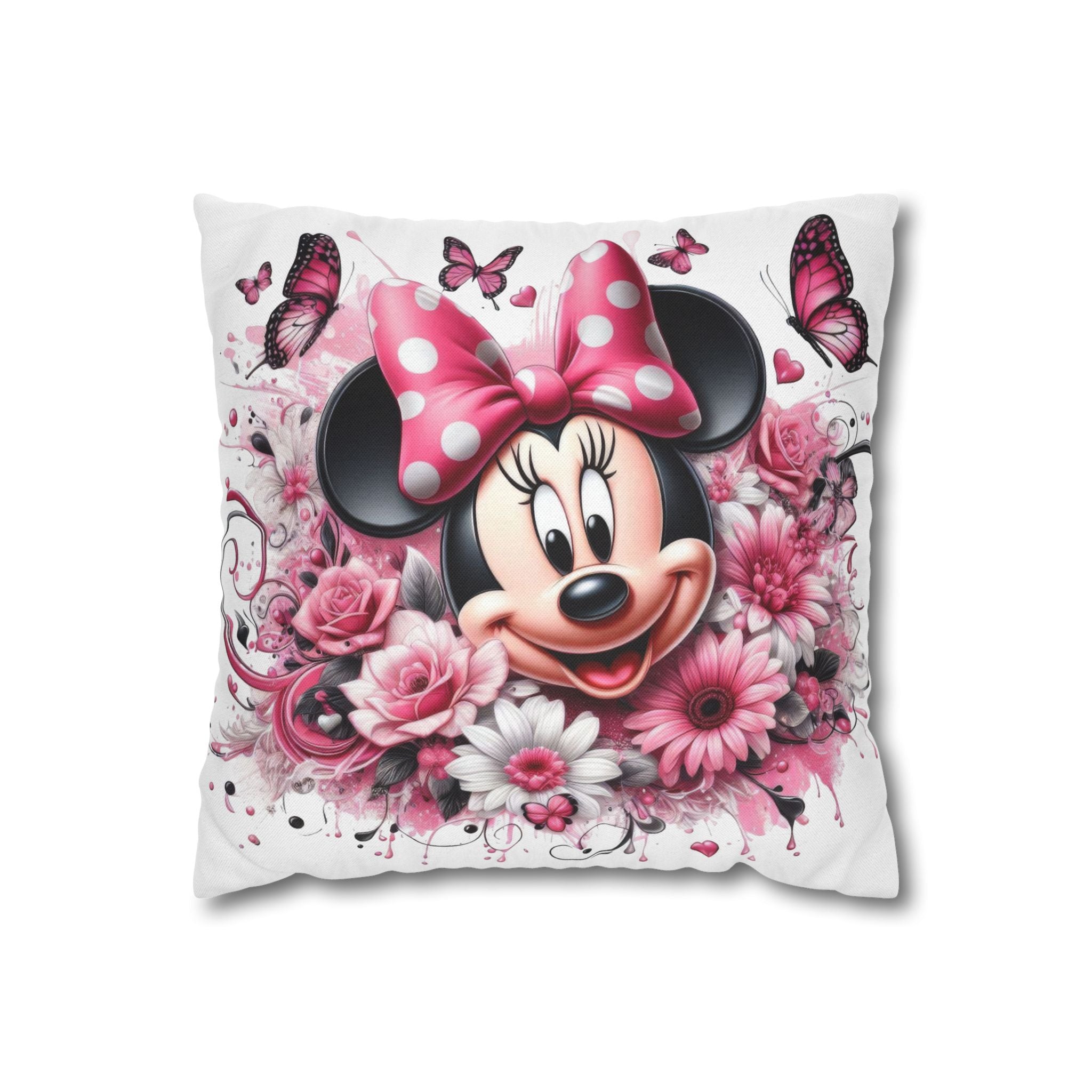 Minnie Mouse Pink Floral Decorative Pillowcase