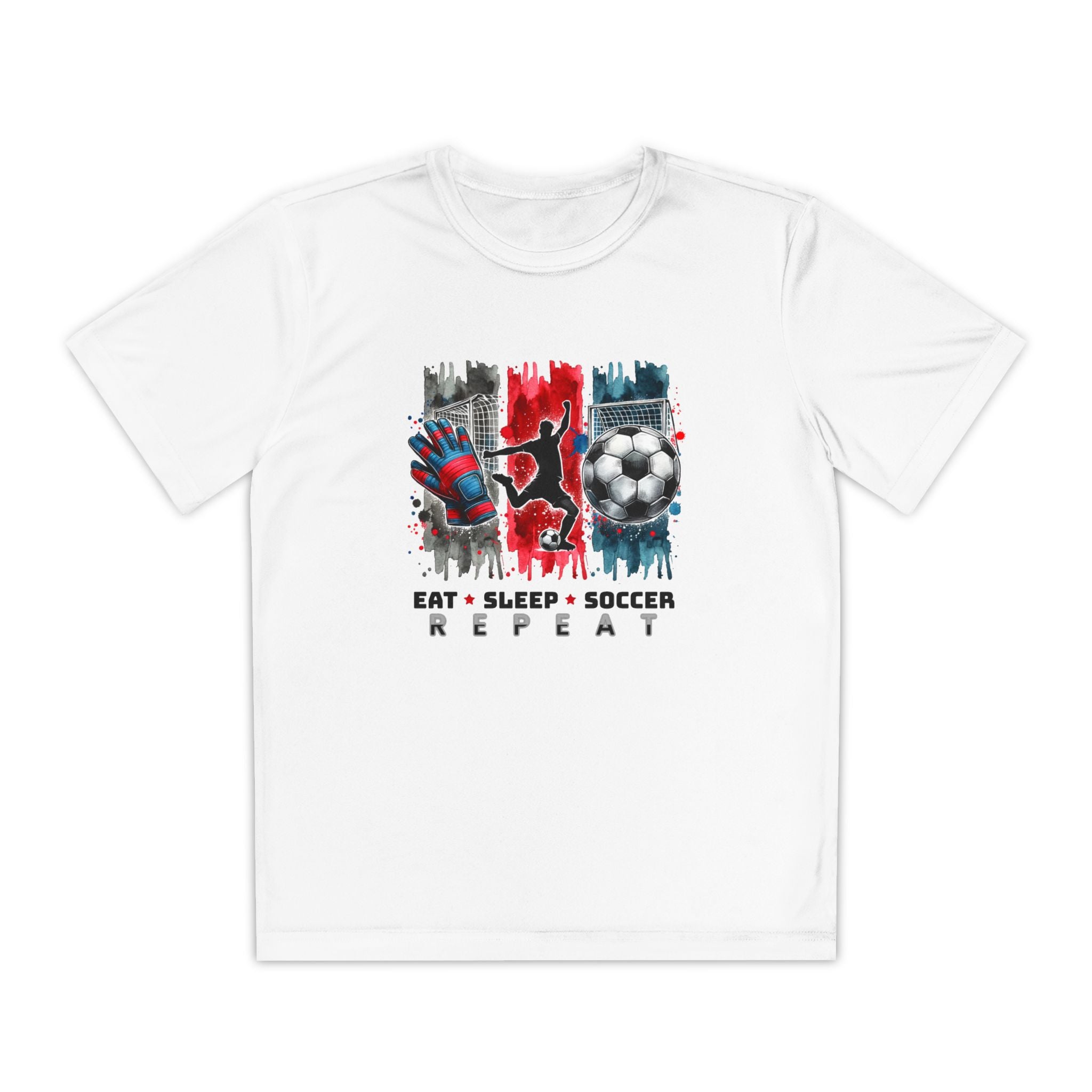 Youth Soccer Tee - "Eat • Sleep • Soccer • Repeat" Graphic
