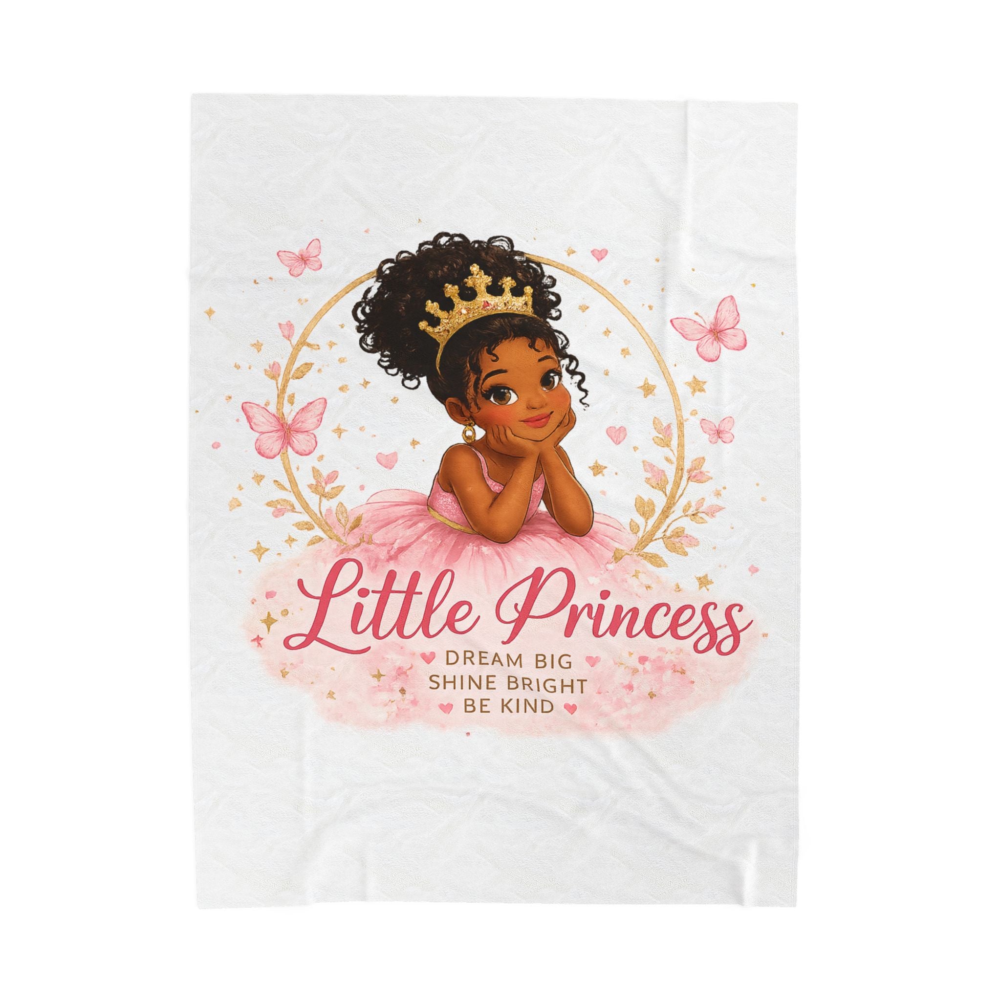 Velveteen Plush Blanket — "Little Princess" Soft Throw for Girls (Dream Big • Shine Bright • Be Kind)