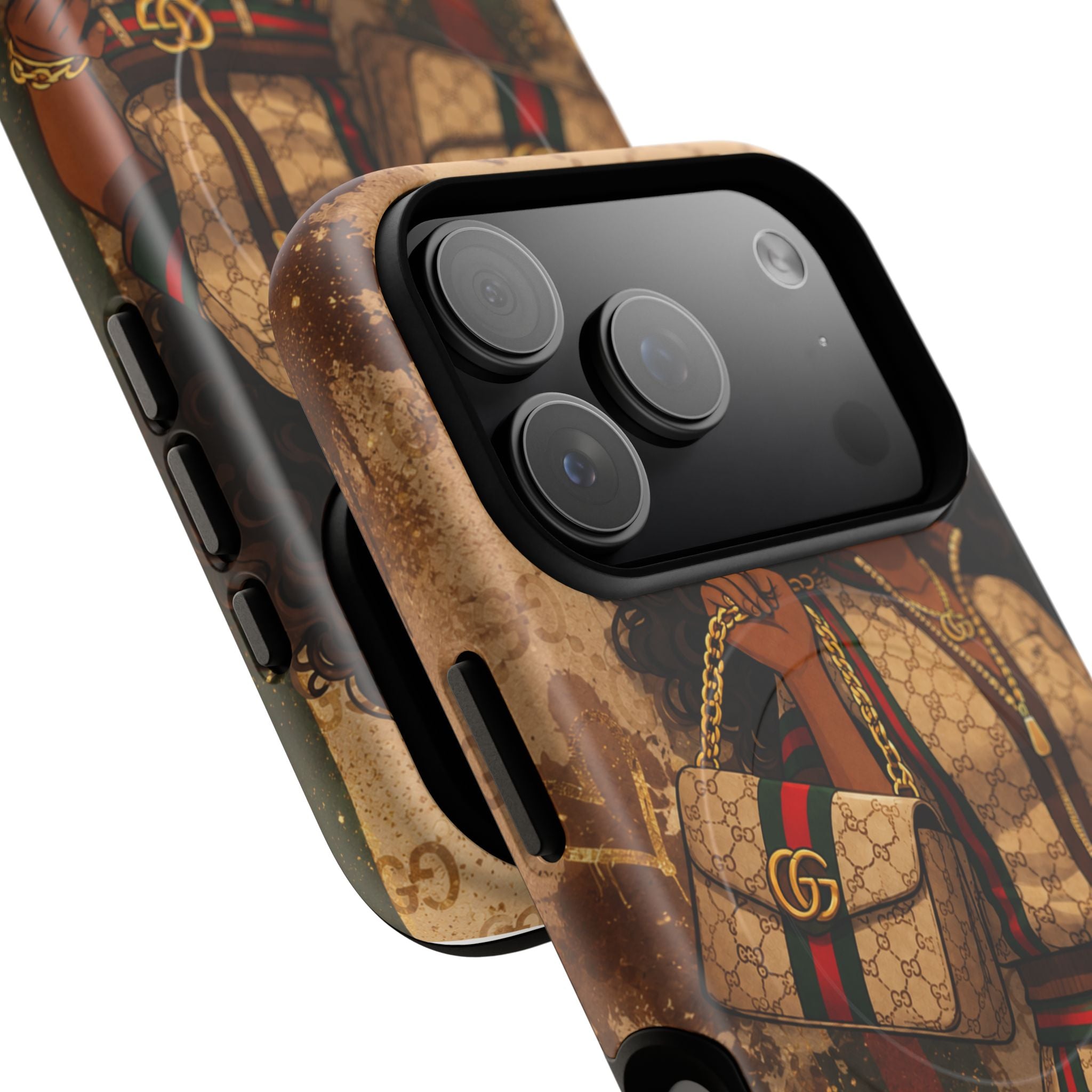 Luxury-Inspired Black Girl Phone Case — Stylish Magnetic Tough Case