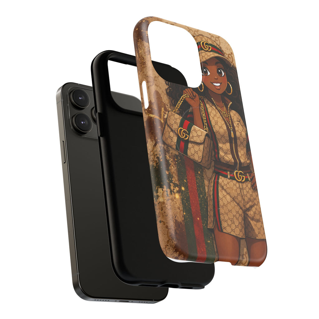 Luxury-Inspired Black Girl Phone Case — Stylish Magnetic Tough Case
