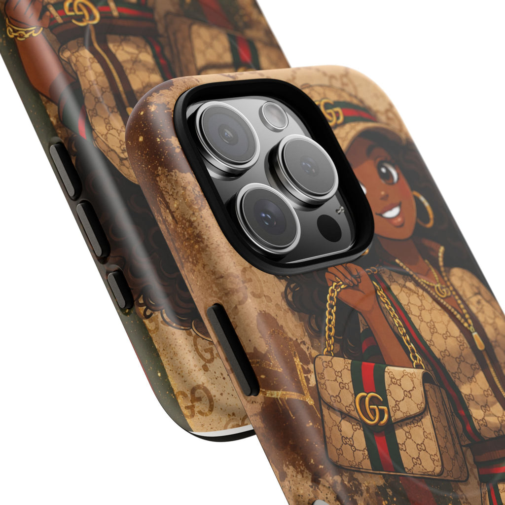 Luxury-Inspired Black Girl Phone Case — Stylish Magnetic Tough Case